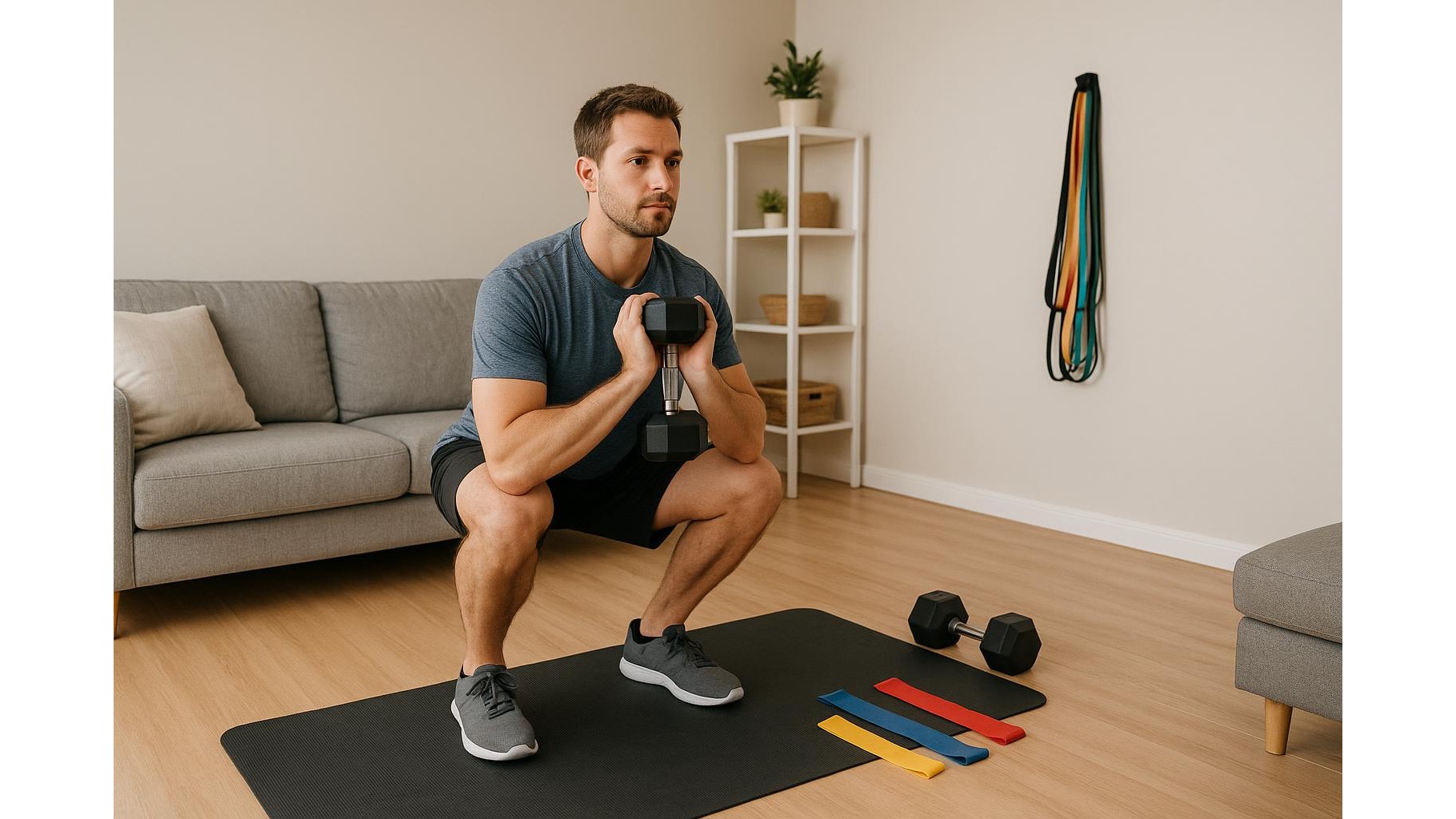 40-minute strength and conditioning workout for small home gyms with mixed tools