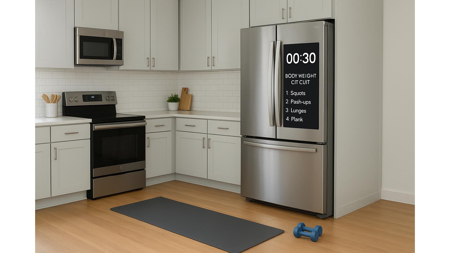 How to turn your smart fridge screen into a quick home workout station