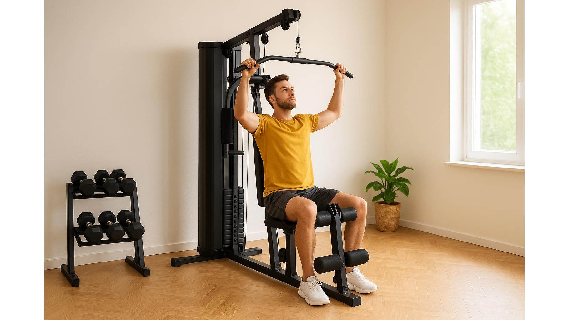 Full body workout using only a home multi-gym station: 45-minute strength plan