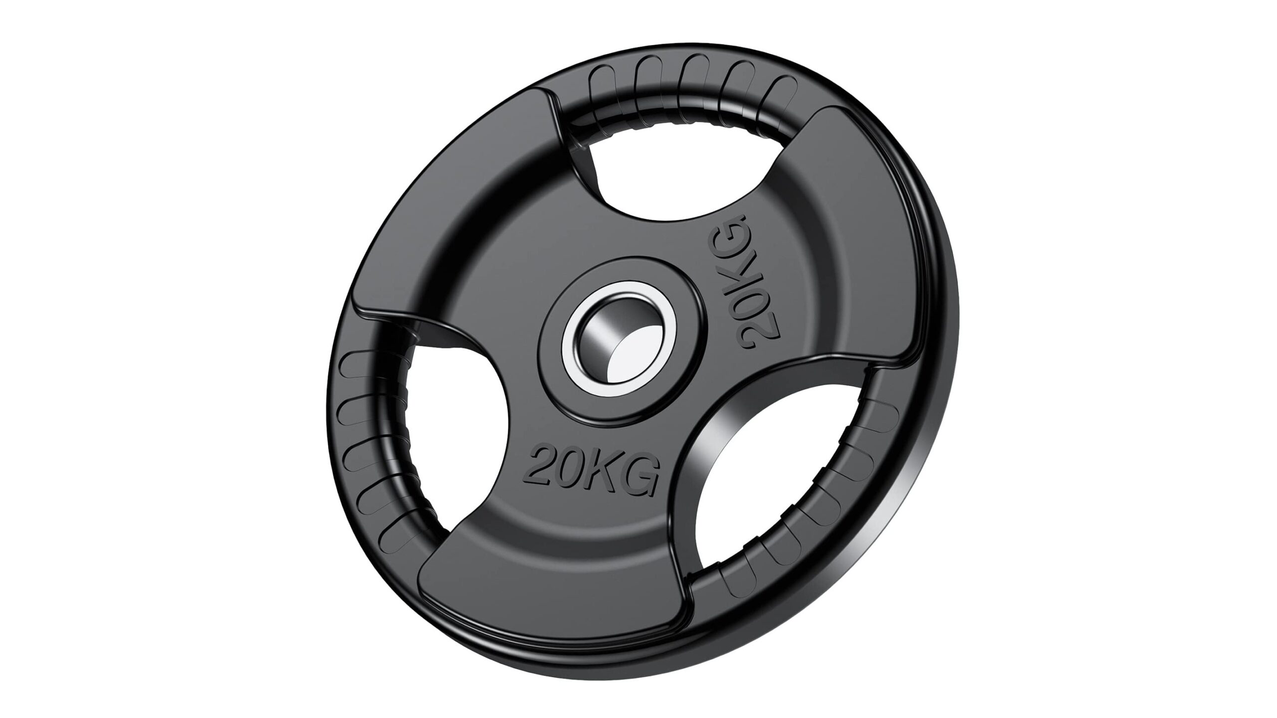 PhysKcal Olympic weight plates, practical tri-grip design for compact home gyms on Amazon
