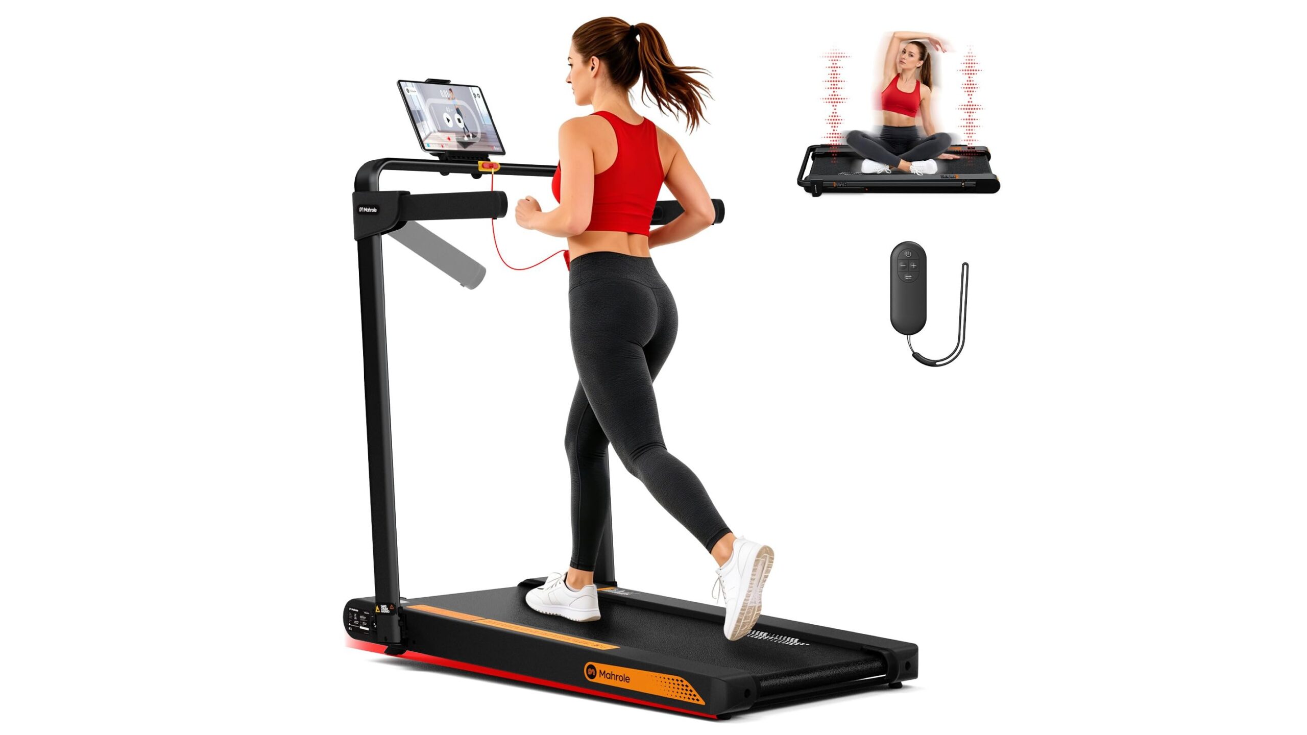 Mahrole walking pad with handle bar, il tappeto compatto 8-in-1 perfetto per home office e salotto