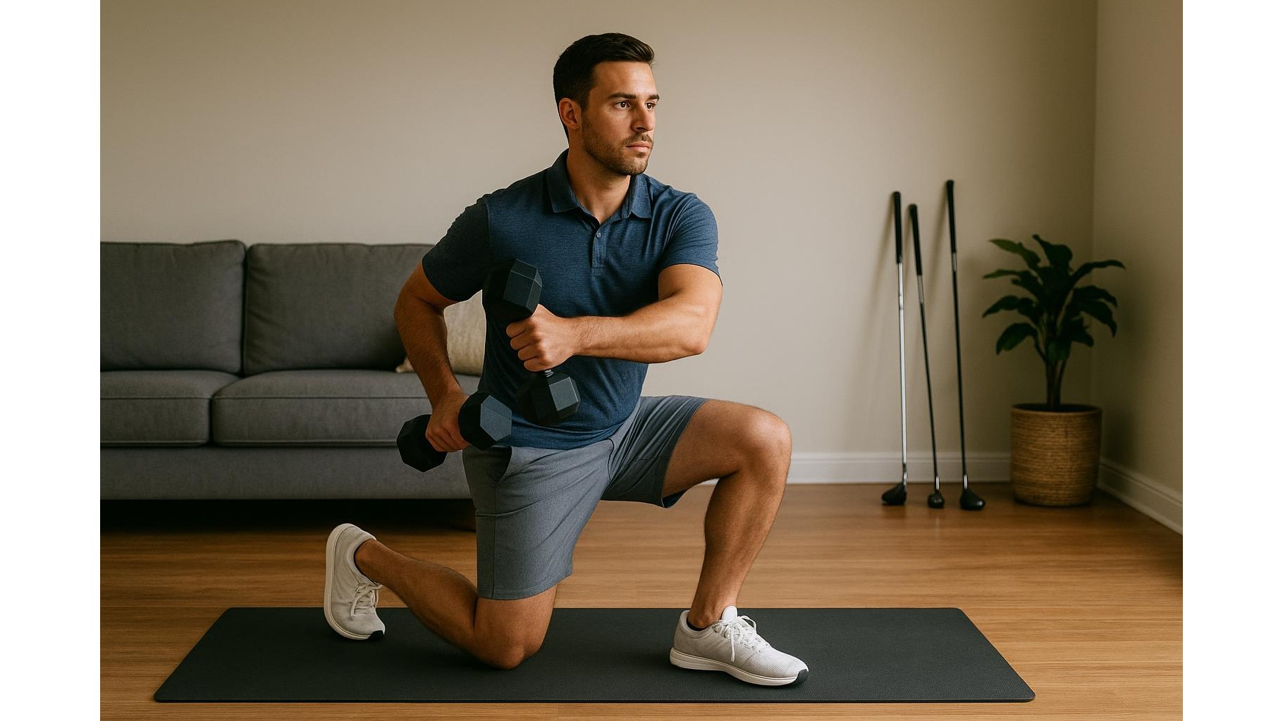 Home strength and mobility workout for golfers: 40-minute dumbbell and mat routine