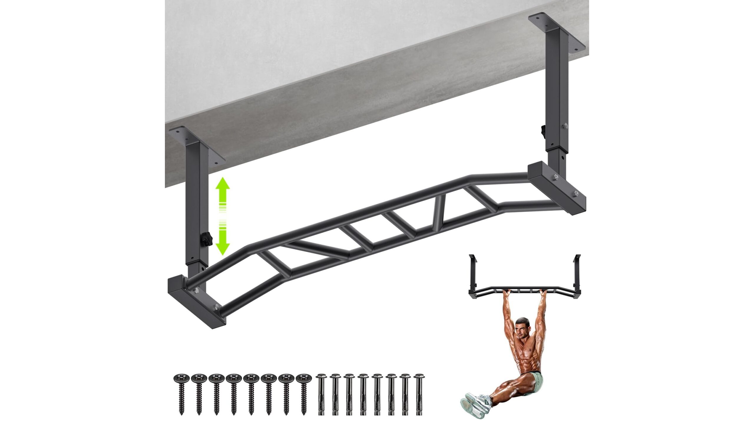 Kipika heavy duty ceiling mounted pull up bar, a space-saving home gym system now on Amazon