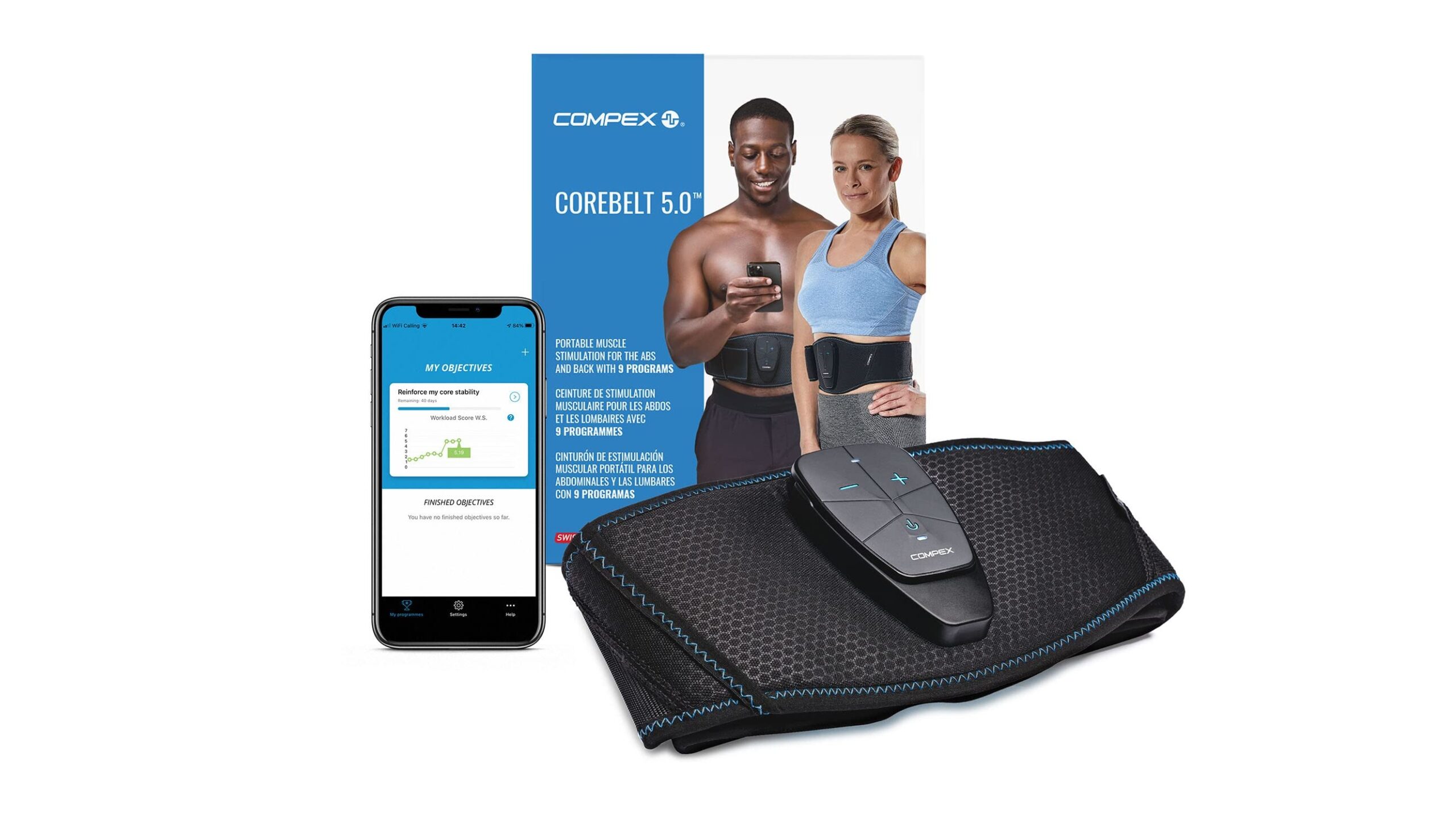 Compex Corebelt 5.0, electrostimulator for abs and lower back in promo on Amazon