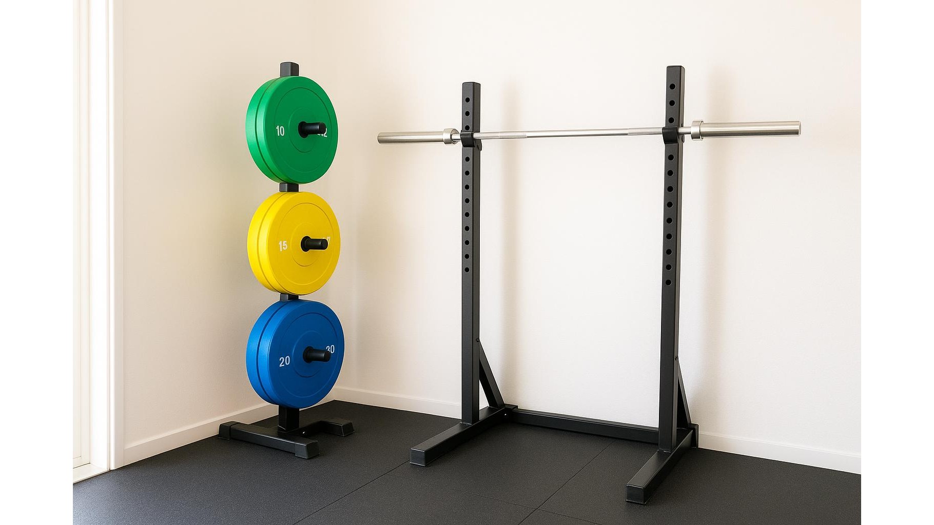 Compact folding weight tree ideas to keep plates off the floor in tiny home gyms