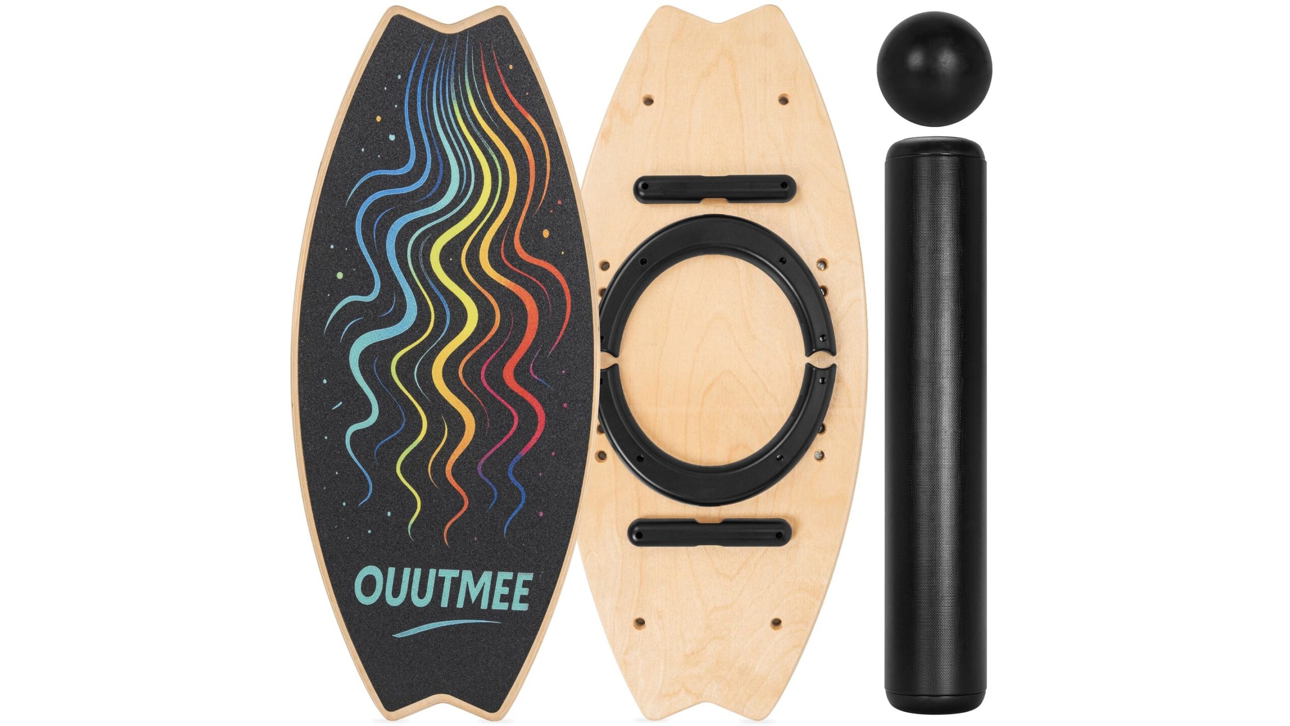 OUUTMEE balance board with roller and ball, indoor trainer for core and stability in promo
