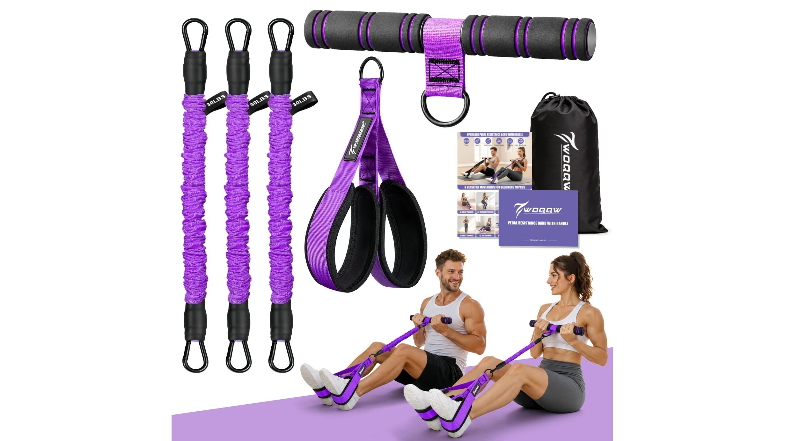 WOQQW multifunction pedal resistance band, compact full body trainer on Amazon at a sharp price