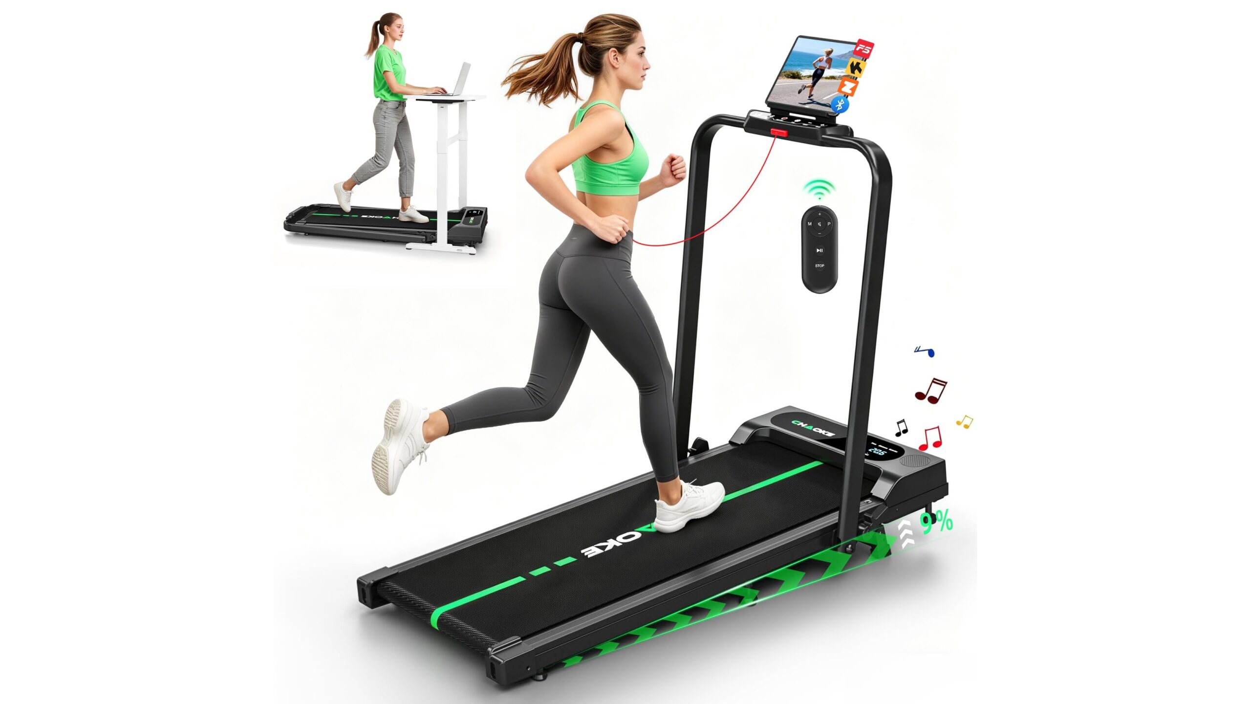 5-in-1 foldable CHAOKE treadmill for home and office, in promo su Amazon per un cardio corner completo