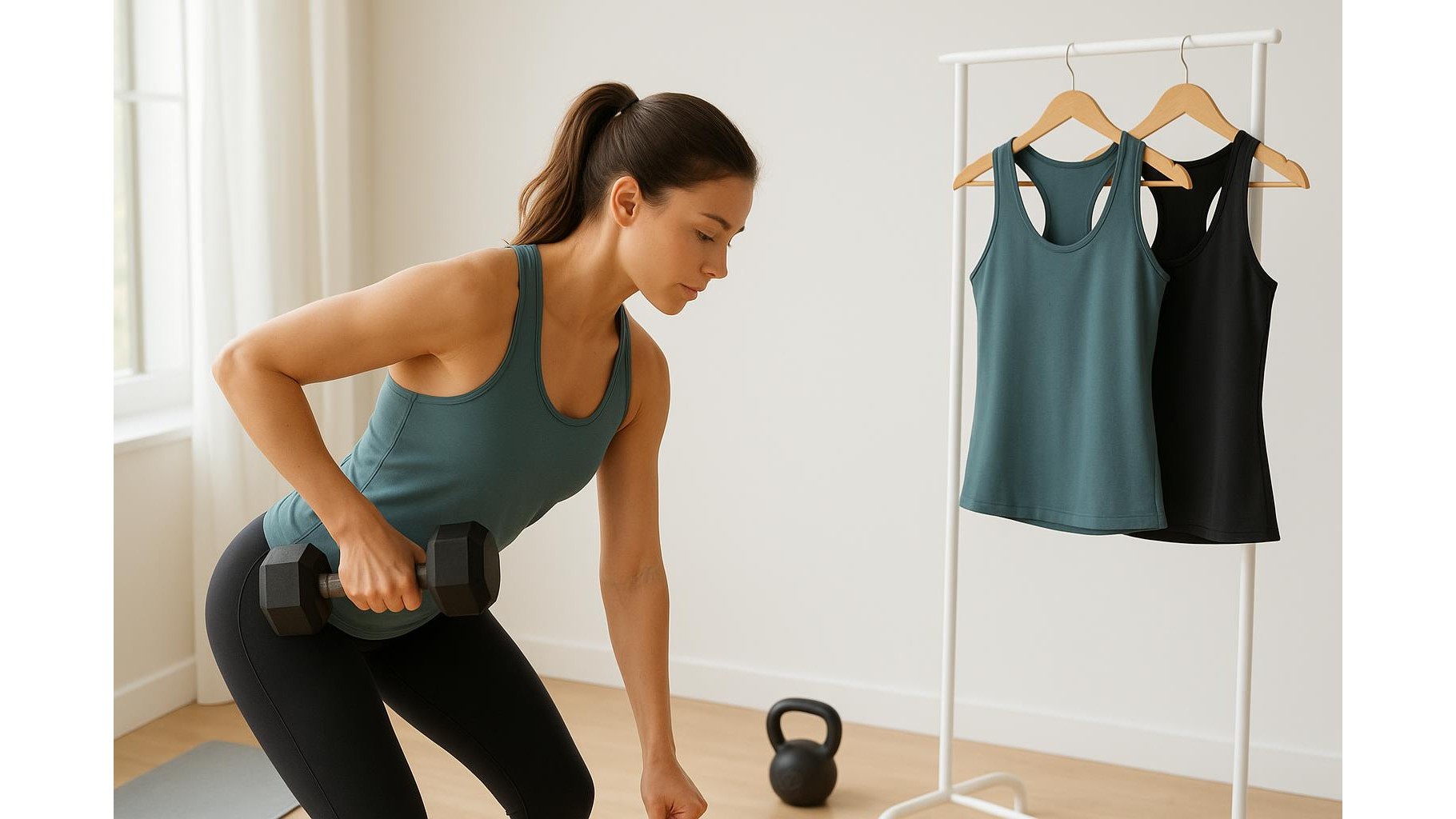 Reversible workout tops for home training: two looks, one technical layer