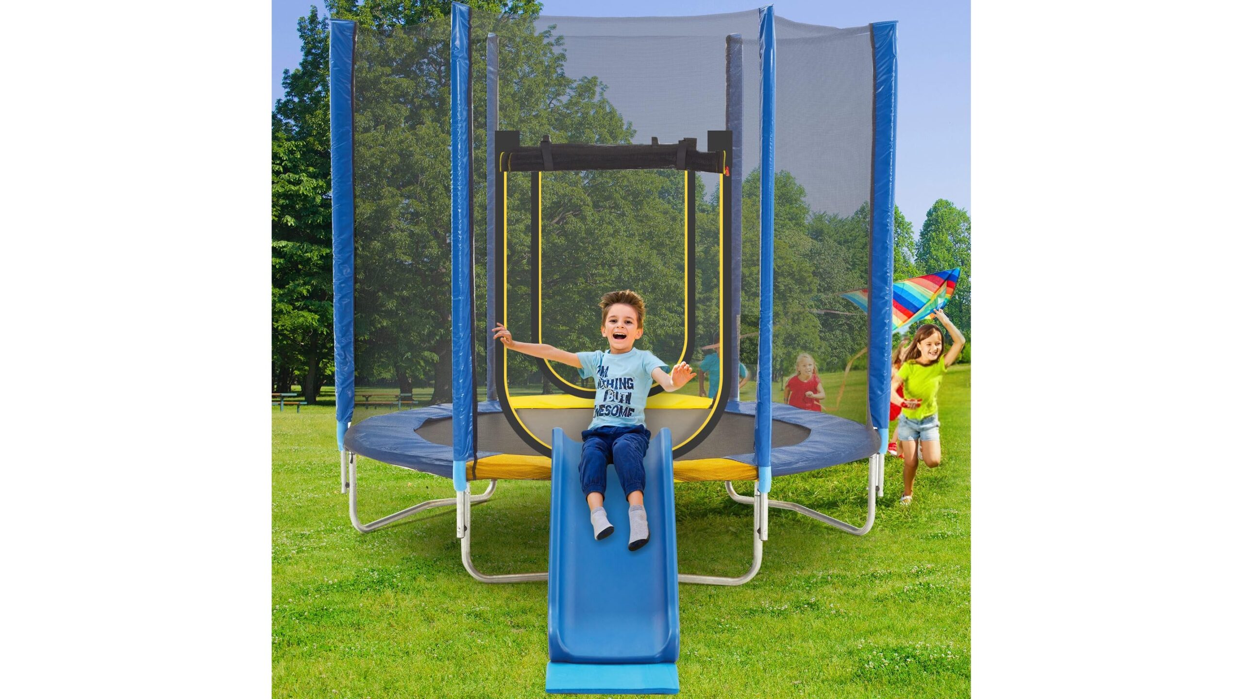 Fulasofia kids trampoline with slide on Amazon: a fun mini cardio park for your home garden