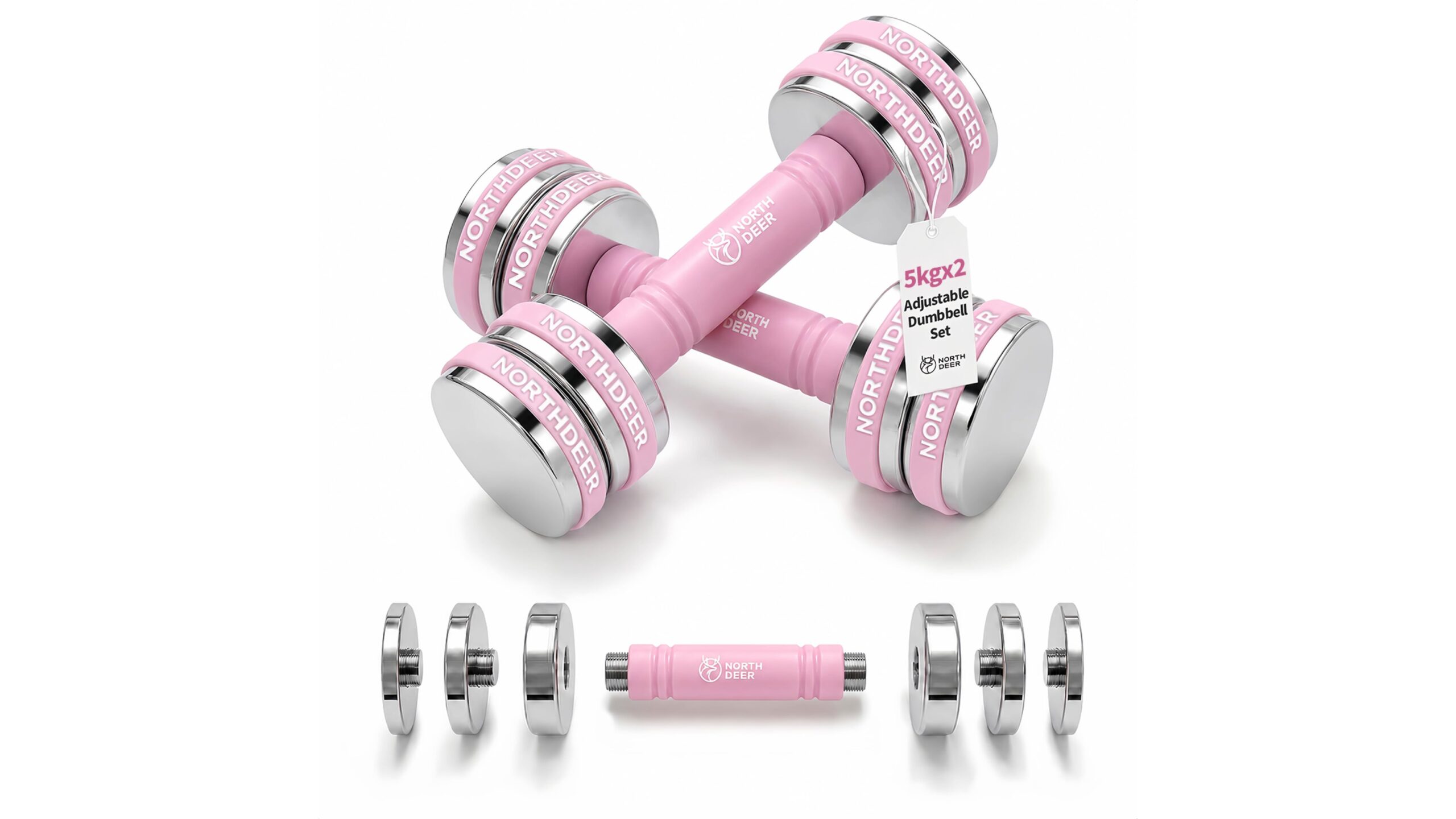 Northdeer adjustable chrome dumbbells, set ultracompatto per l’home gym a un prezzo da non perdere