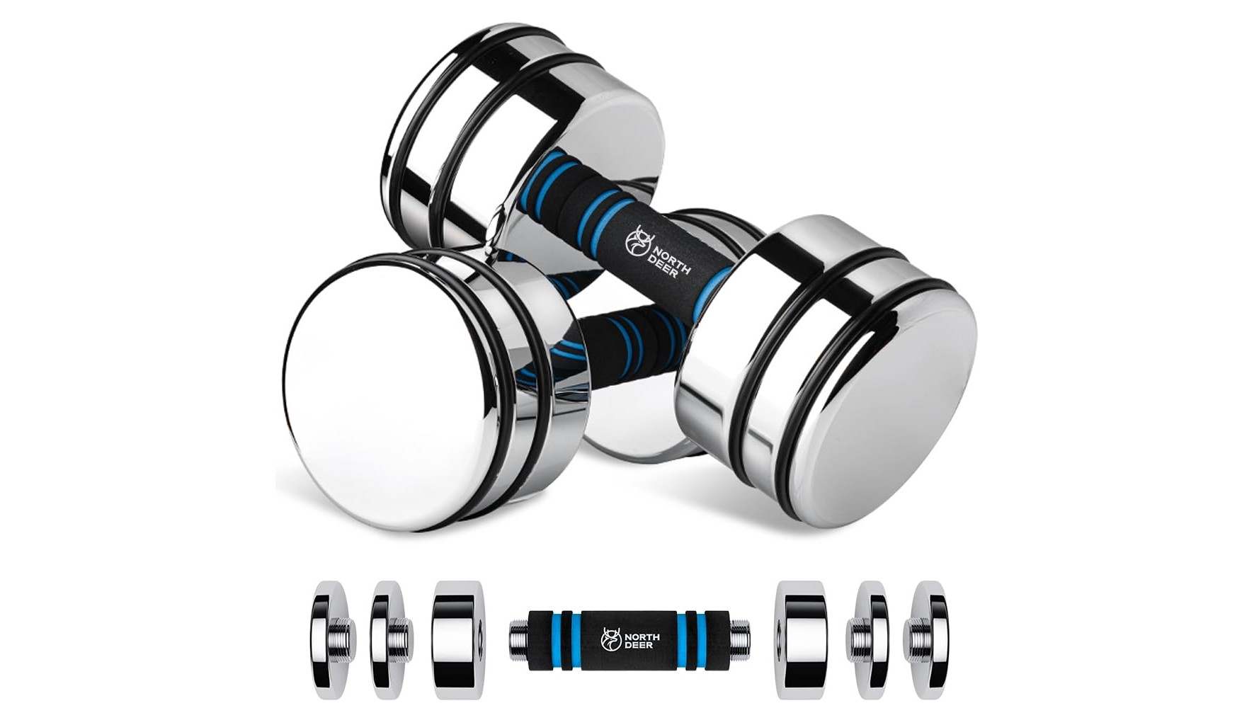 Northdeer ultracompact adjustable dumbbells, premium chrome weights for home training at a hot Amazon price