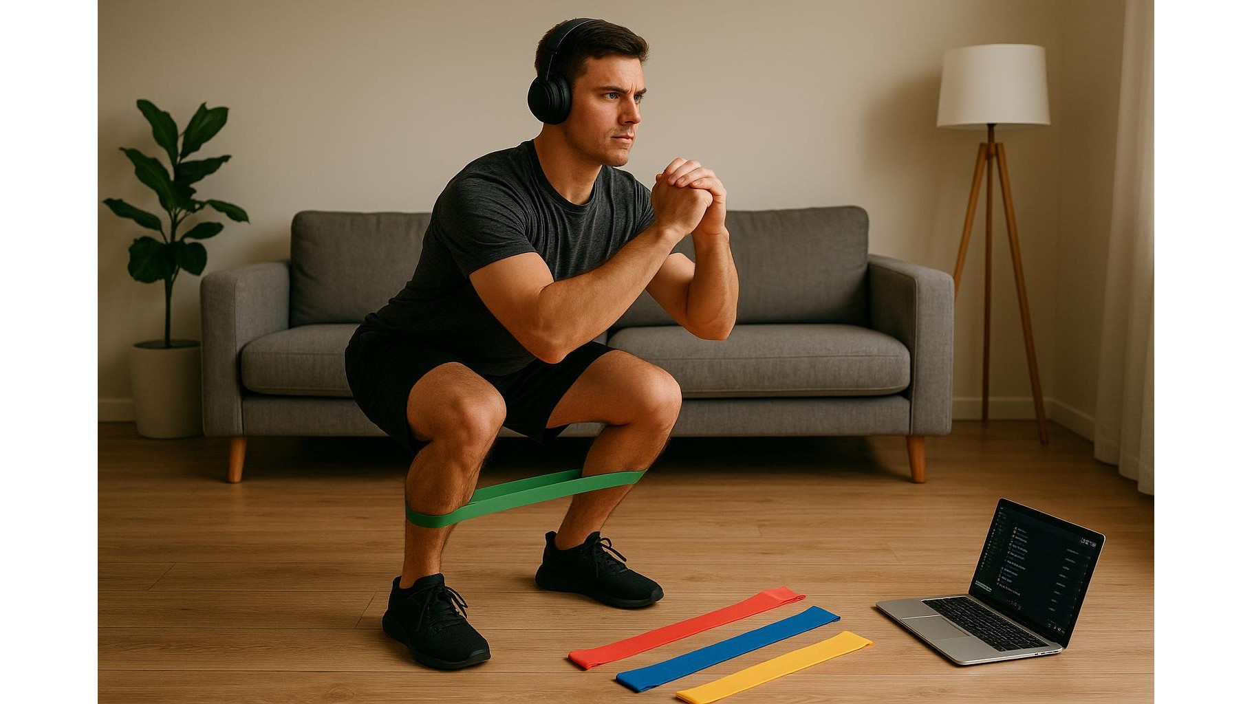 Full body tempo resistance band workout at home using music beats instead of timers