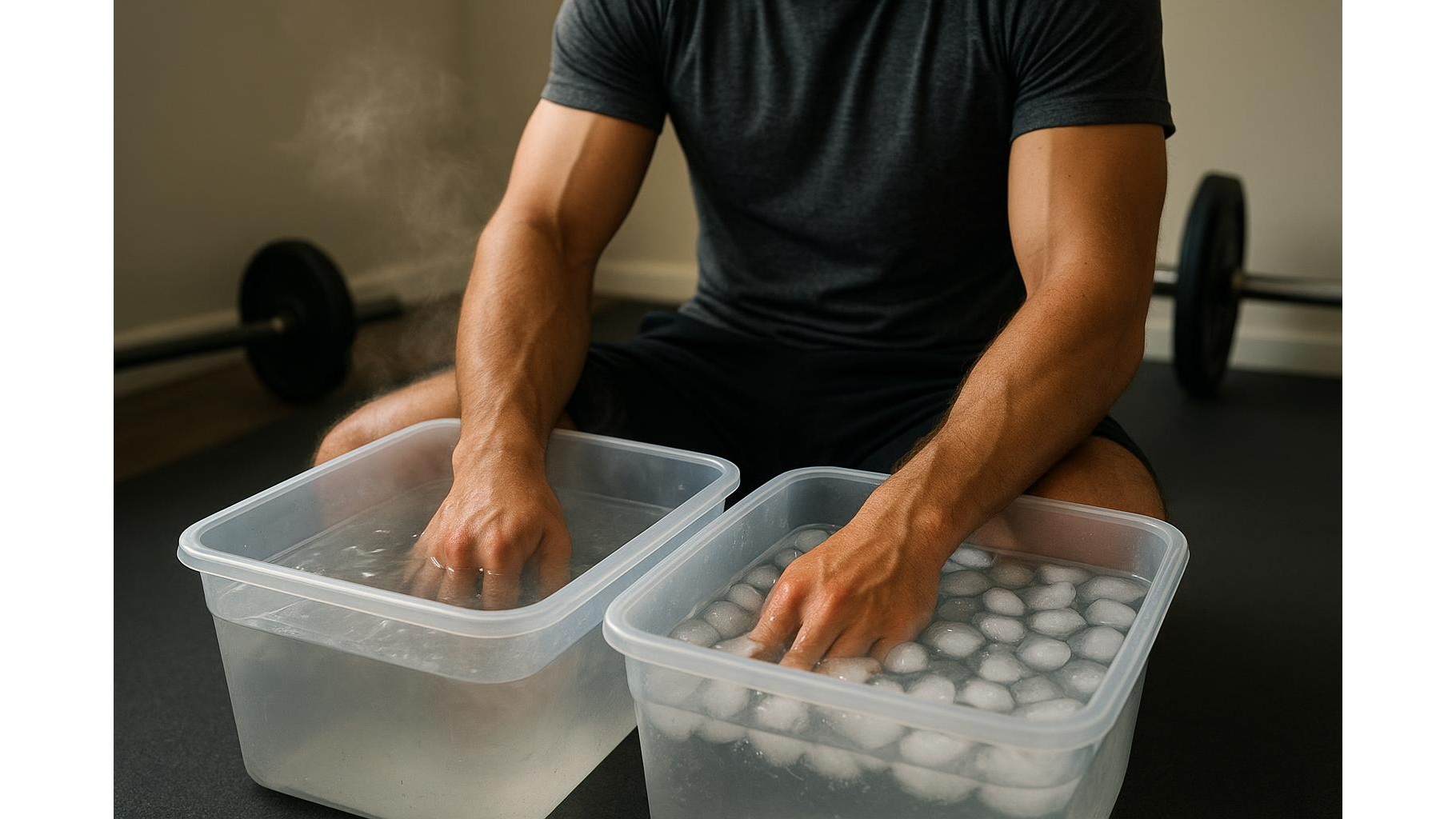 Hand and forearm contrast baths at home: safe routine for tired grips after lifting