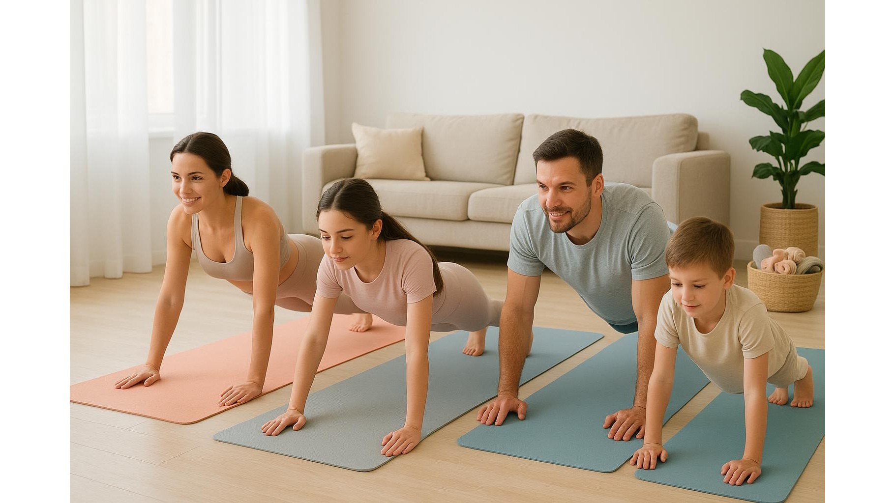Family home workout outfits: how to dress parents, teens and kids for a shared living-room gym
