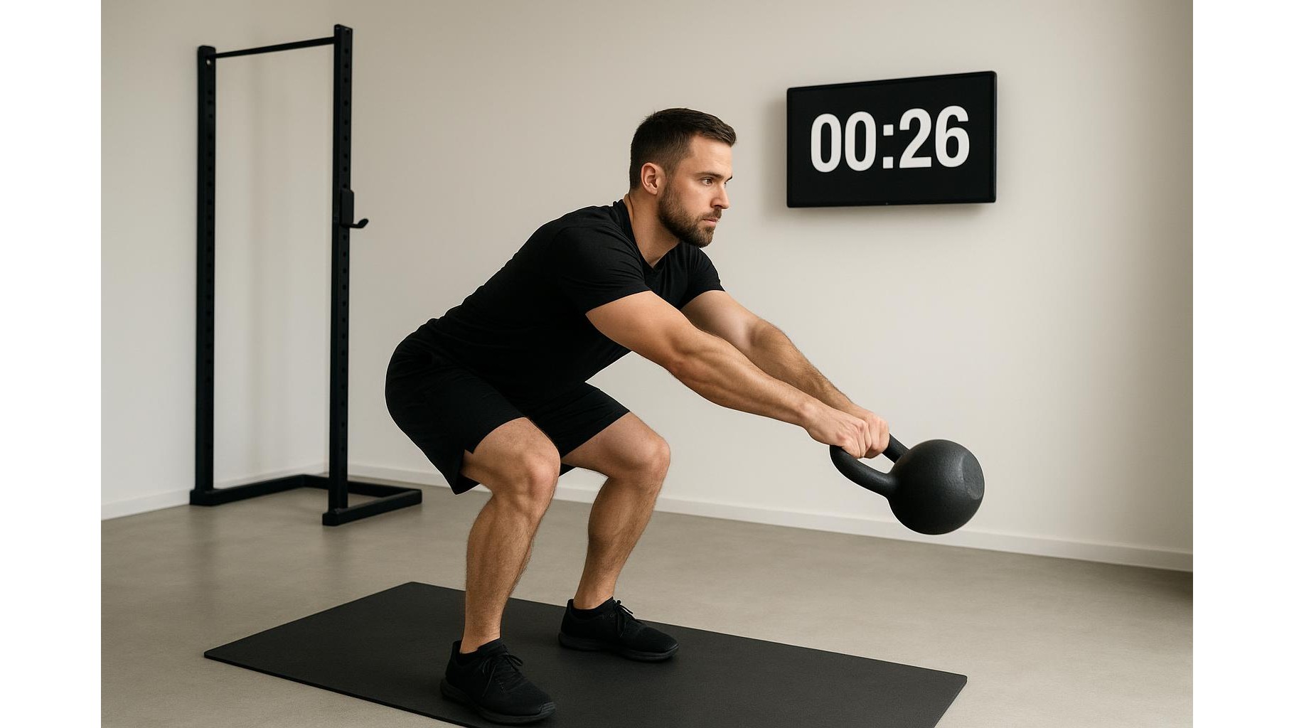 45-minute kettlebell EMOM strength workout for intermediates at home