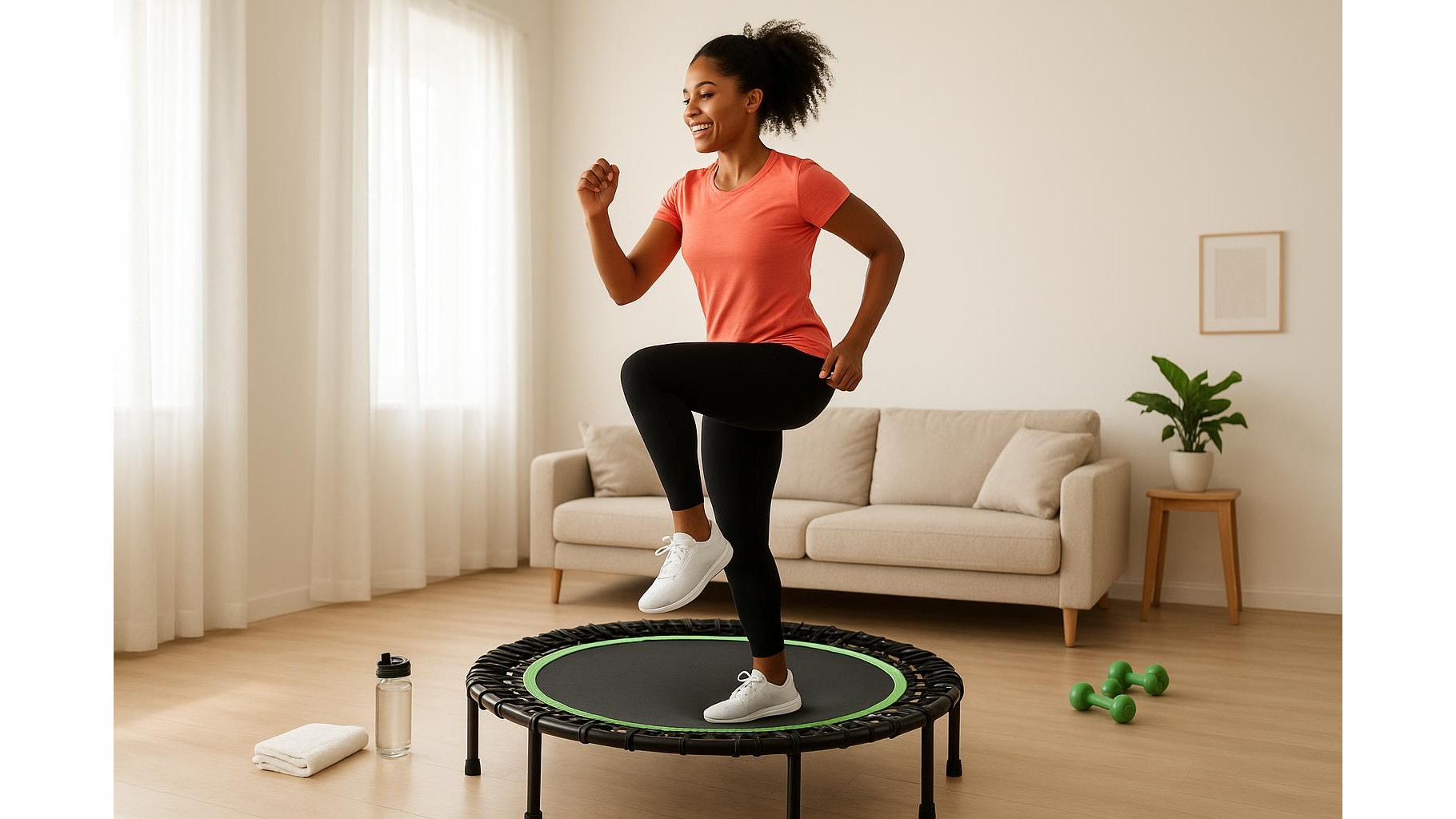 Turn a foldable fitness trampoline into your main home cardio machine