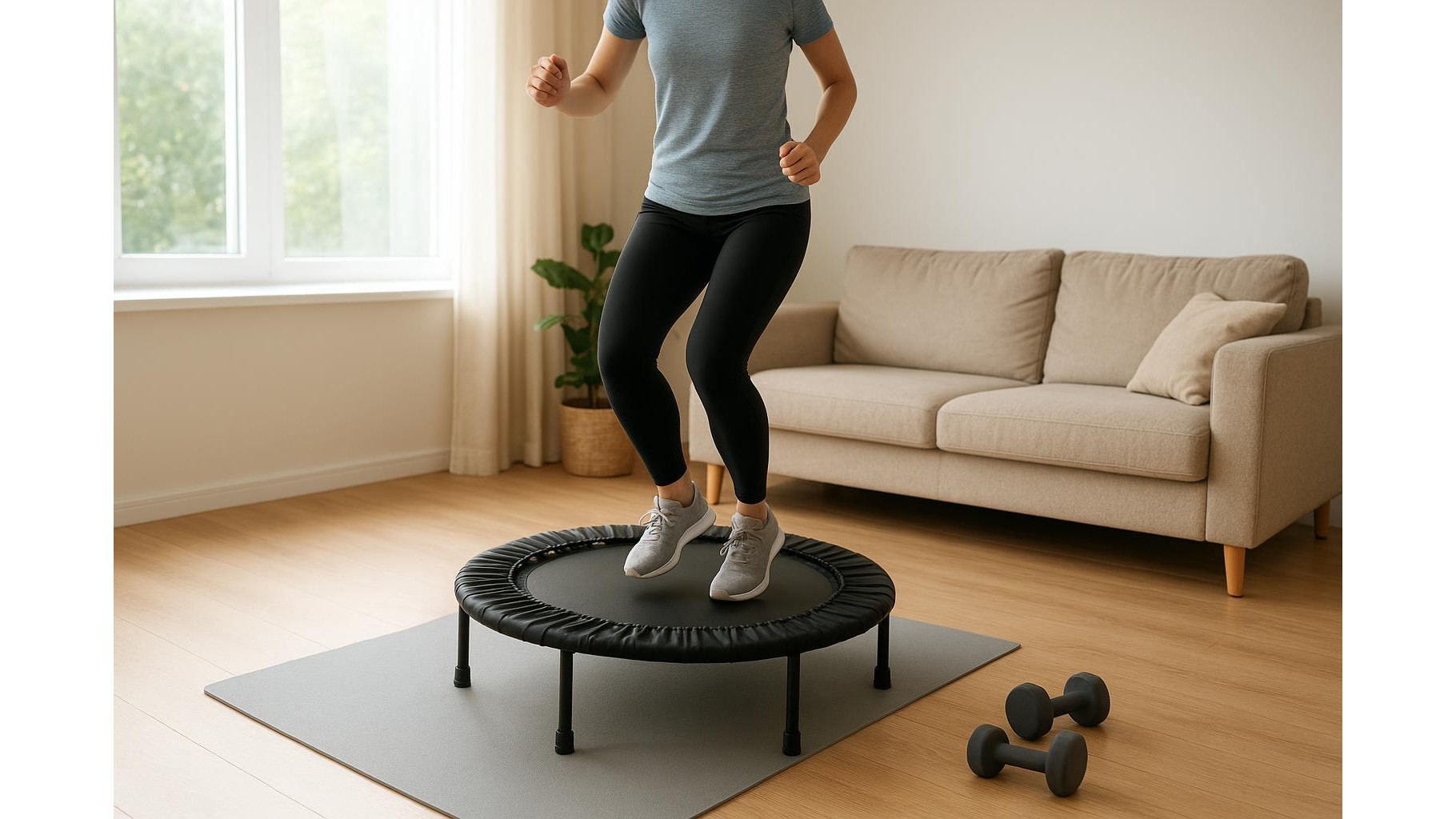 30-minute trampoline and dumbbell home workout for fun full body conditioning