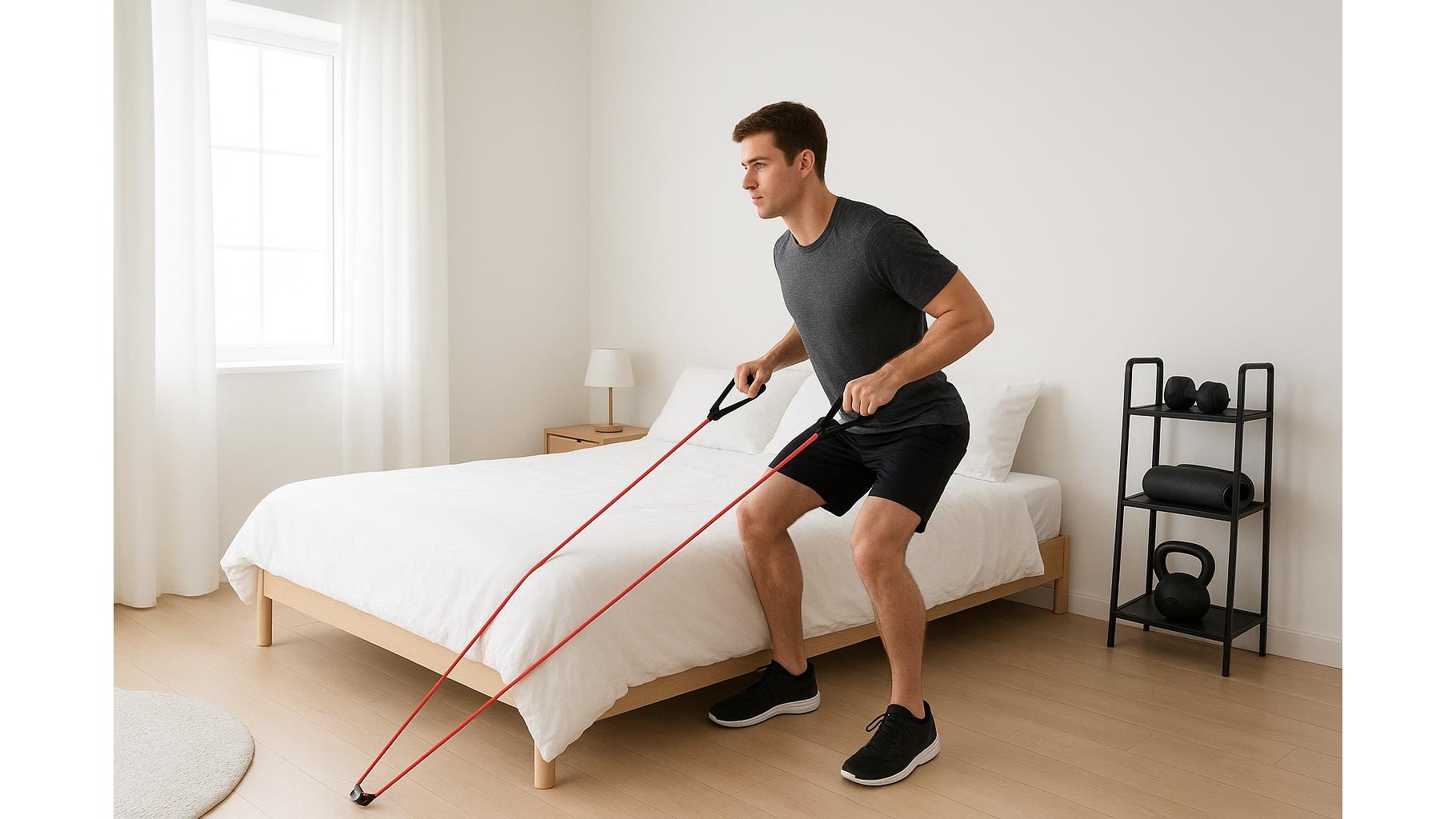 Under-mattress resistance band workout: 35-minute full body routine using bed anchors