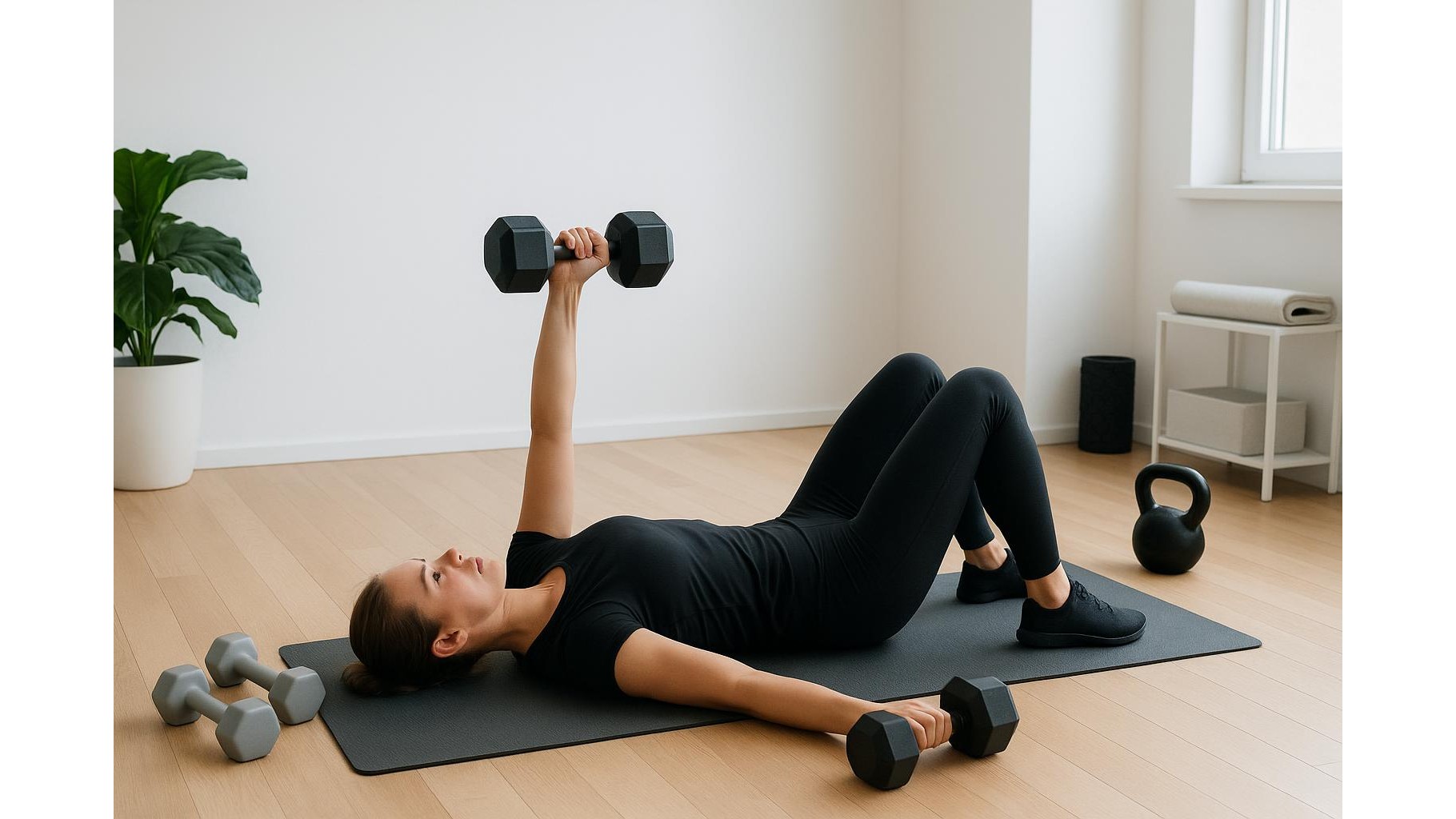 Strength and stretch home workout: 30-minute flow combining dumbbells and floor mobility