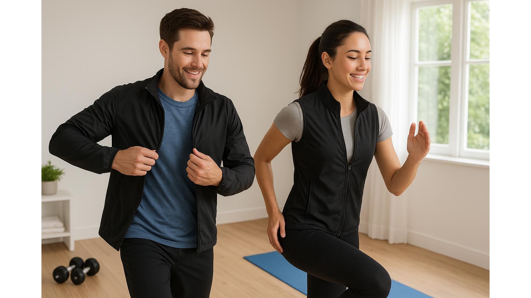 Lightweight zip-off training jackets for home workouts in changing temperatures