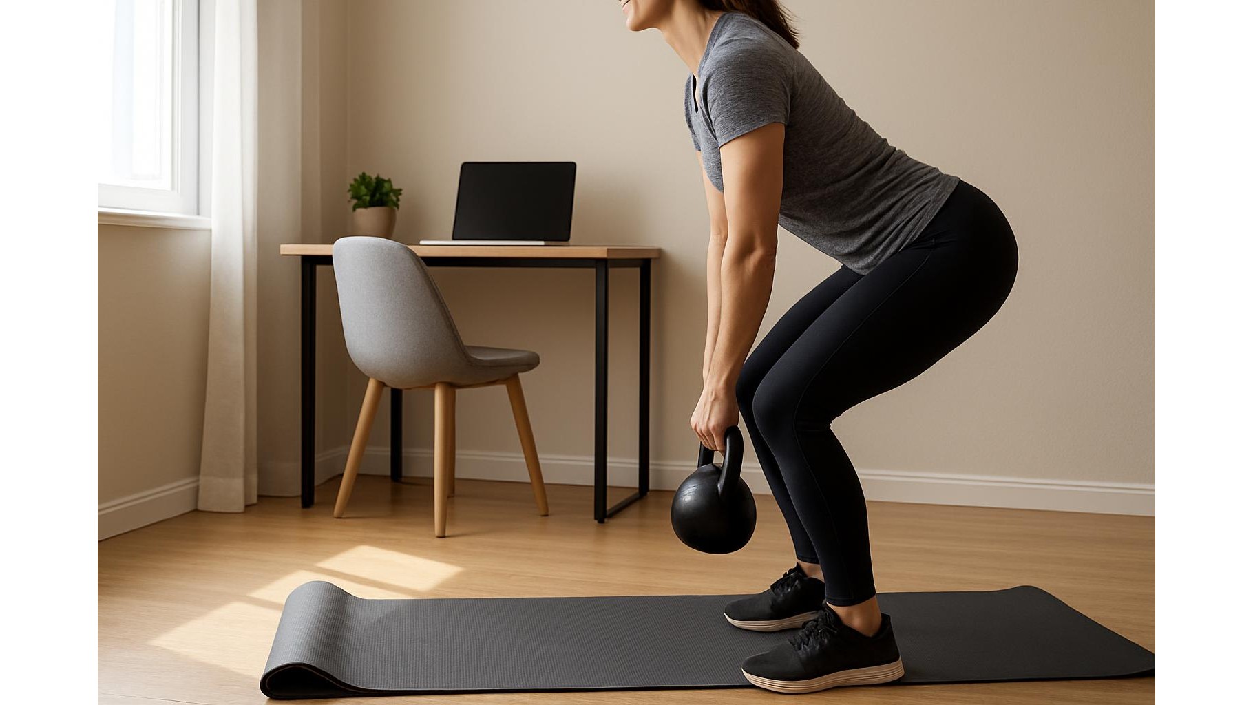 Desk to bell: 30-minute kettlebell mobility flow for stiff home workers
