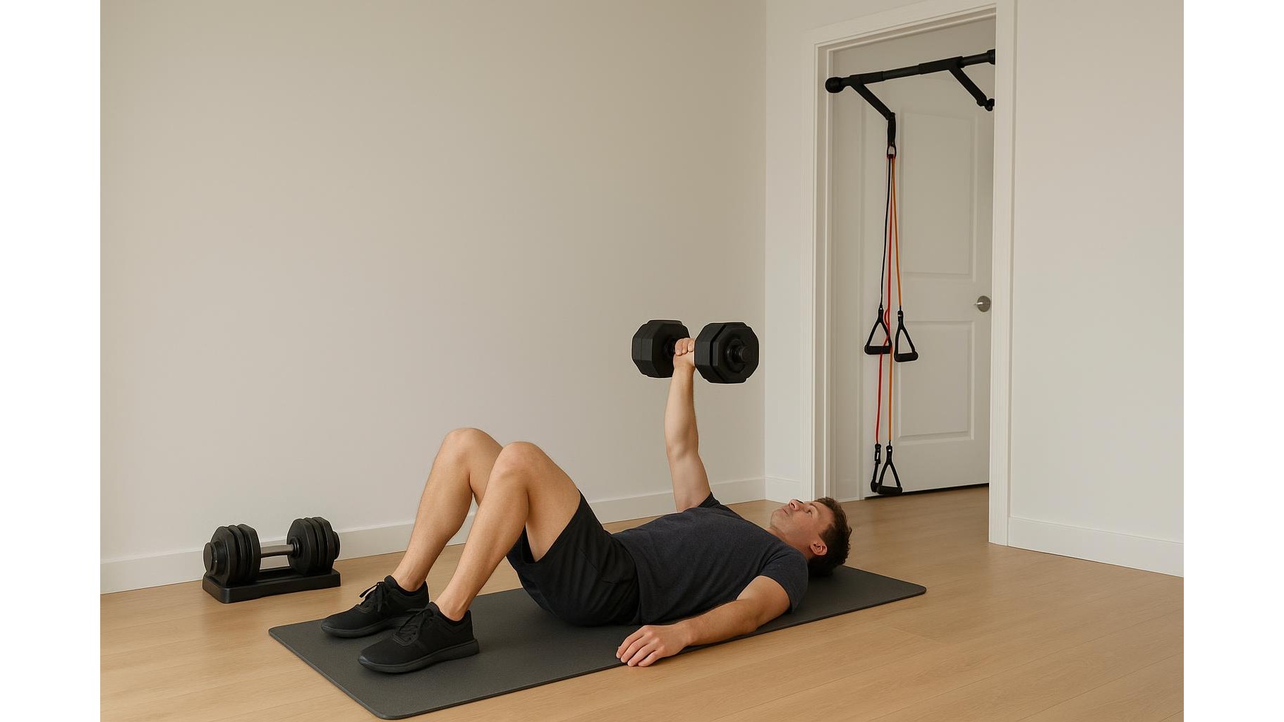 Hybrid push pull strength workout for home gyms with mixed tools