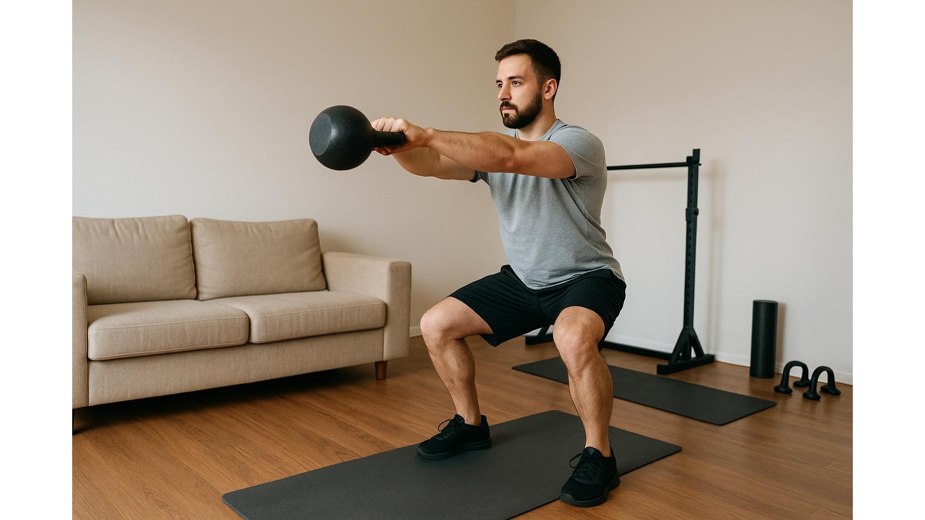 Full body strength and cardio complex at home: 30-minute routine with one kettlebell and bodyweight
