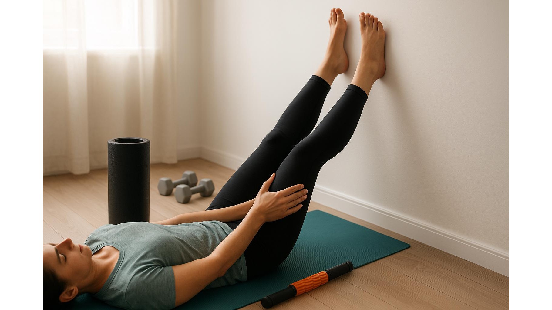 Simple leg-focused self-massage for better lymphatic drainage after home workouts