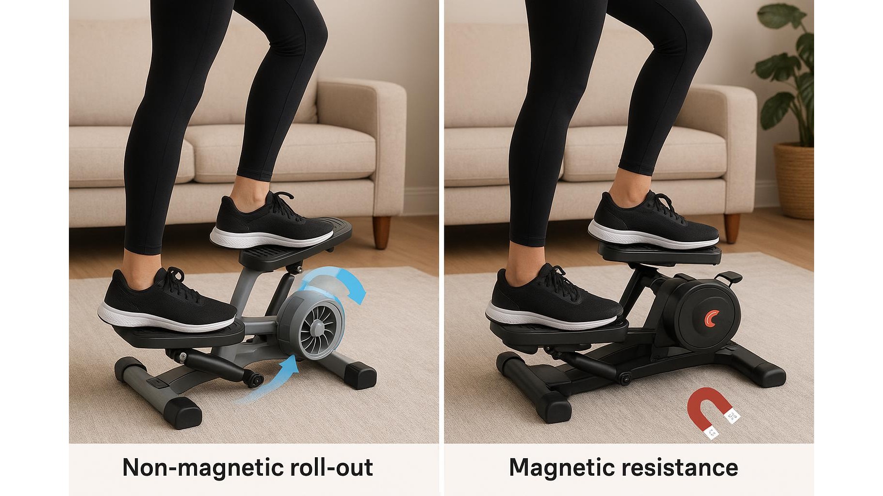 Air vs magnetic resistance on mini stair steppers for home cardio