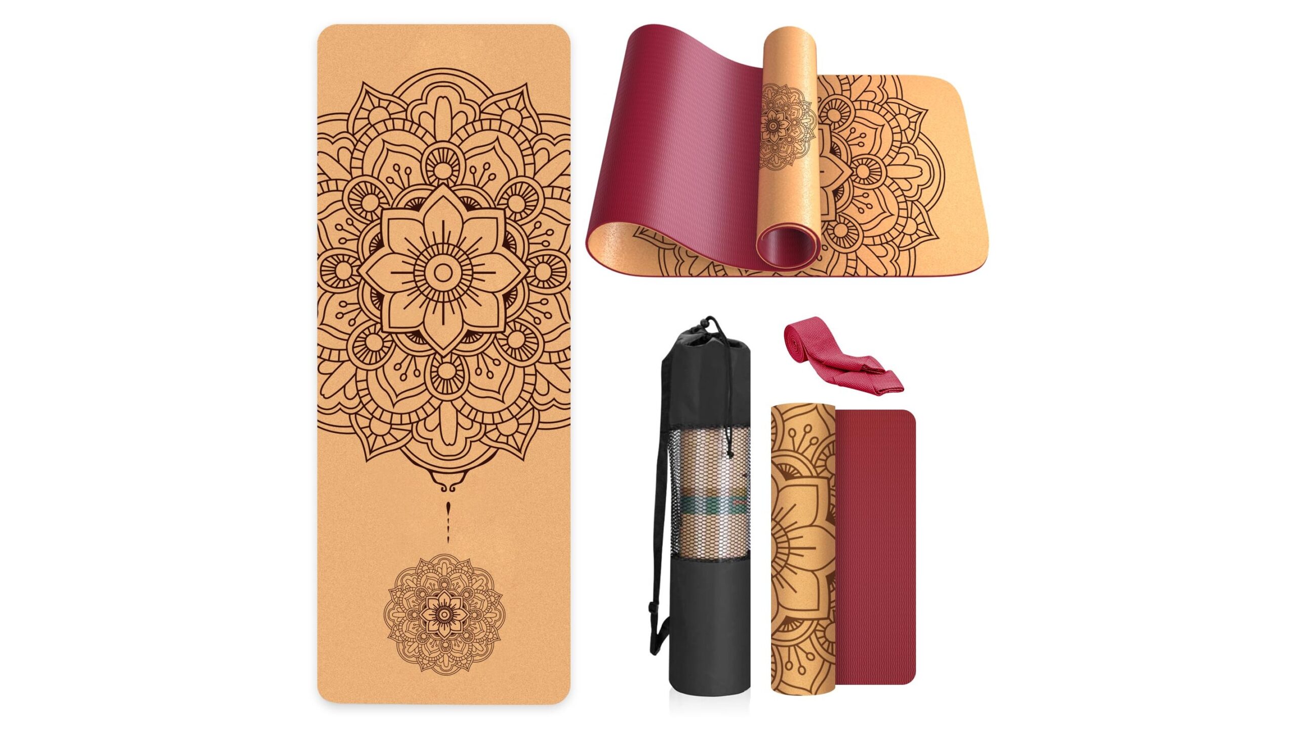 Haninj eco-friendly cork yoga mat, grippy natural surface for home practice on Amazon