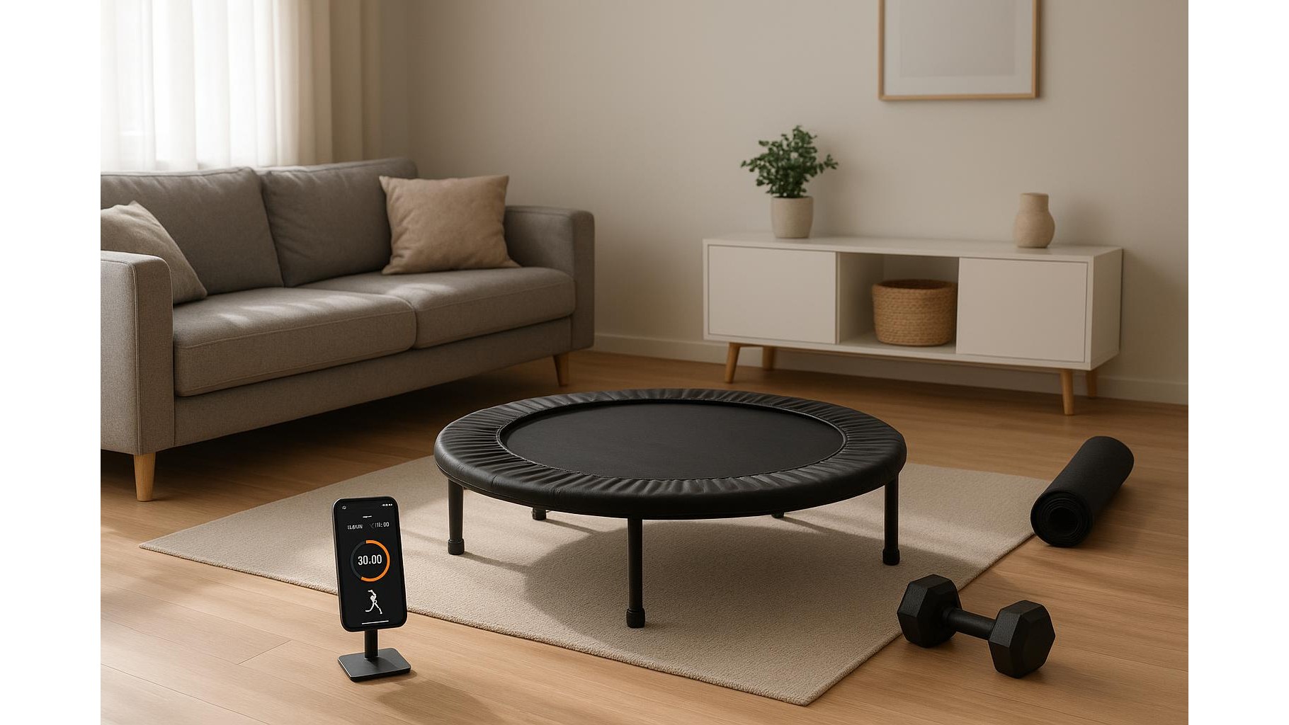 Smart mini trampolines for home cardio: when built-in sensors and apps are really useful