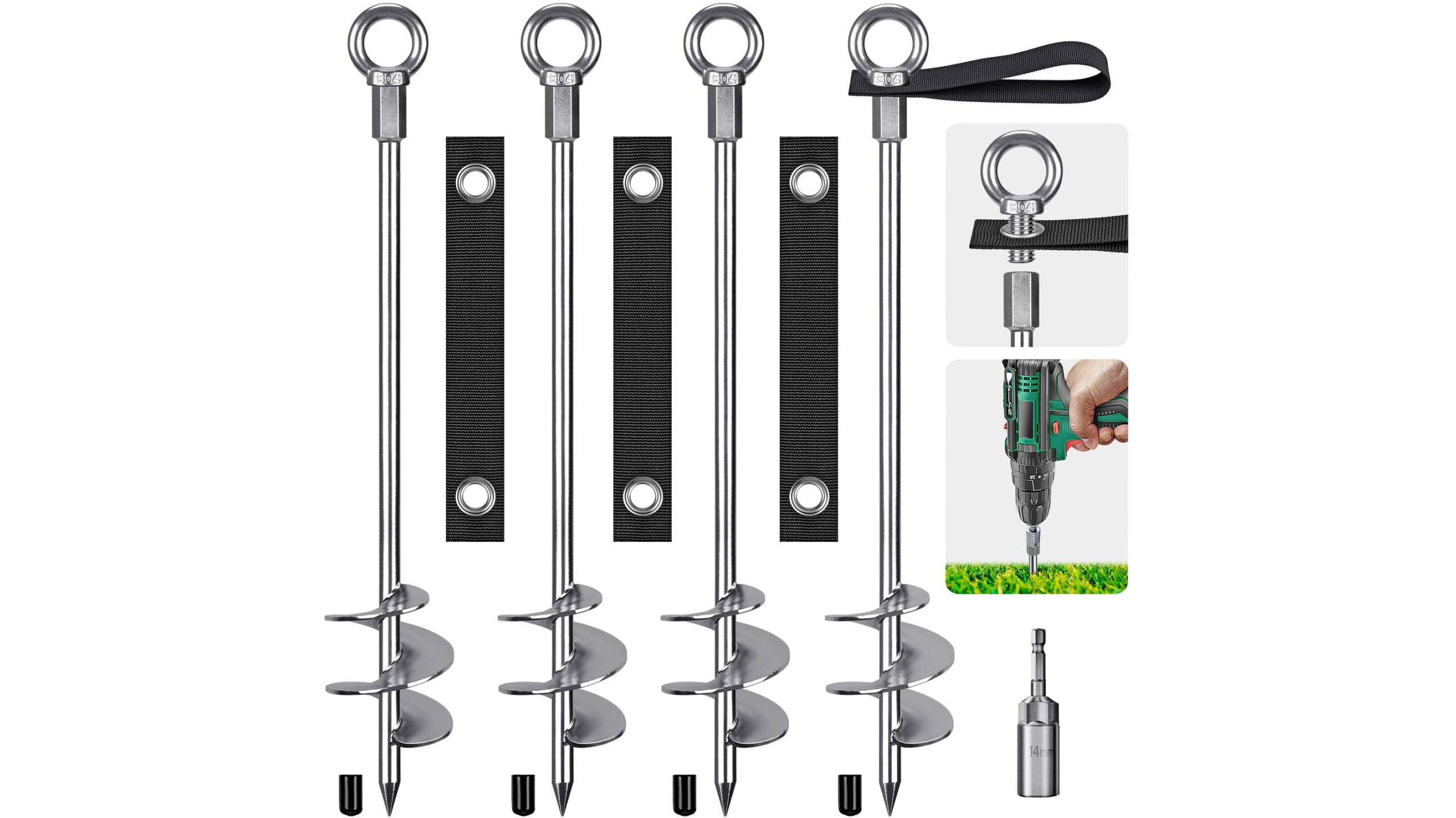 Insaga ground anchor kit with straps, a robust solution to fix your backyard fitness area