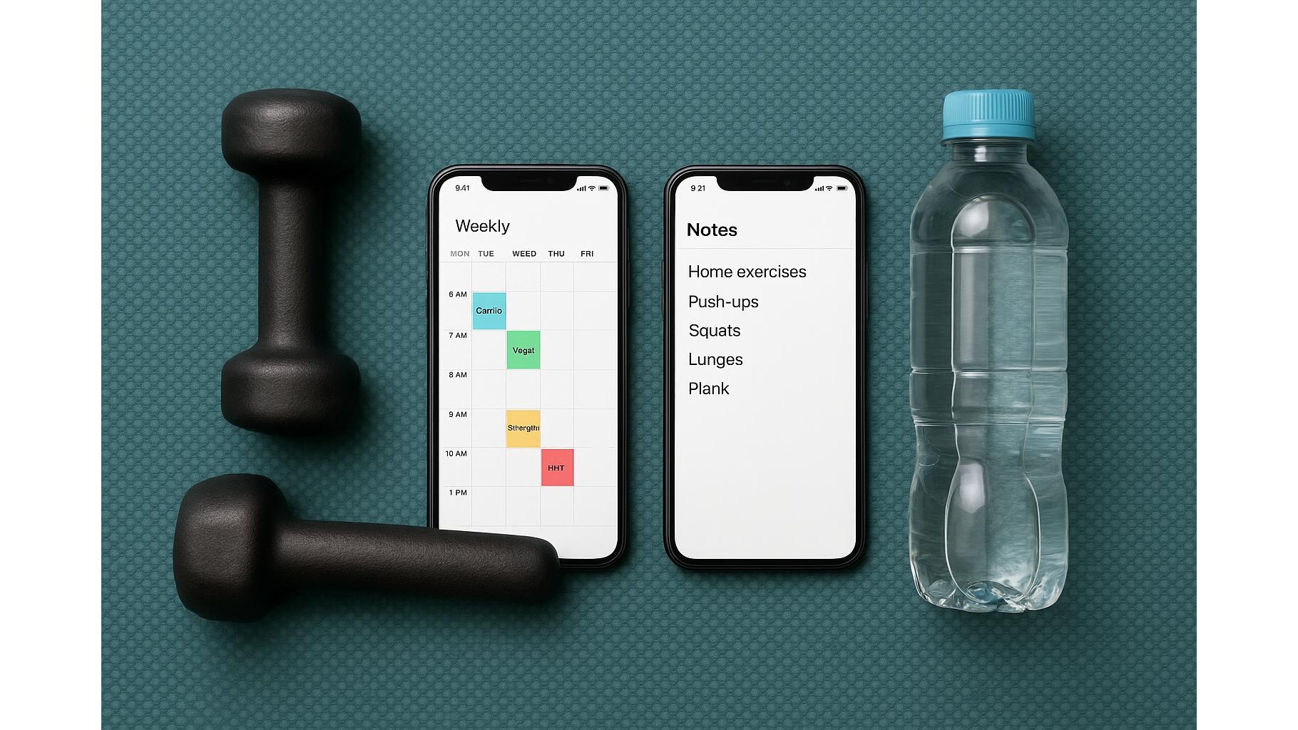 Using basic note and calendar apps together to organise your weekly home workouts
