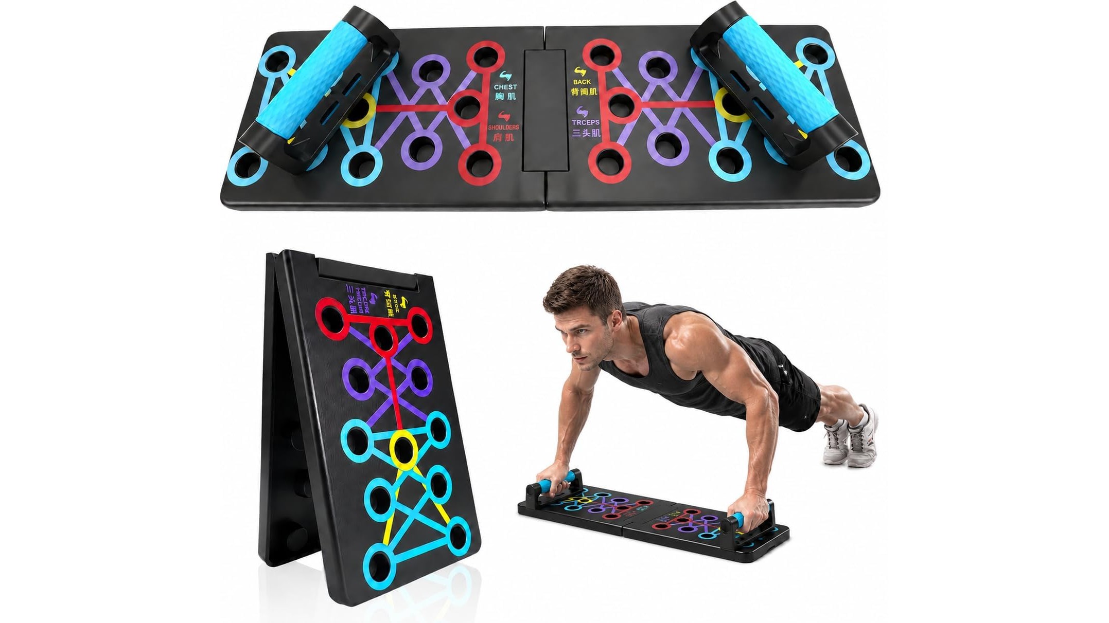 Elviora push up board 26-in-1, la stazione pieghevole per potenziare petto e spalle a casa