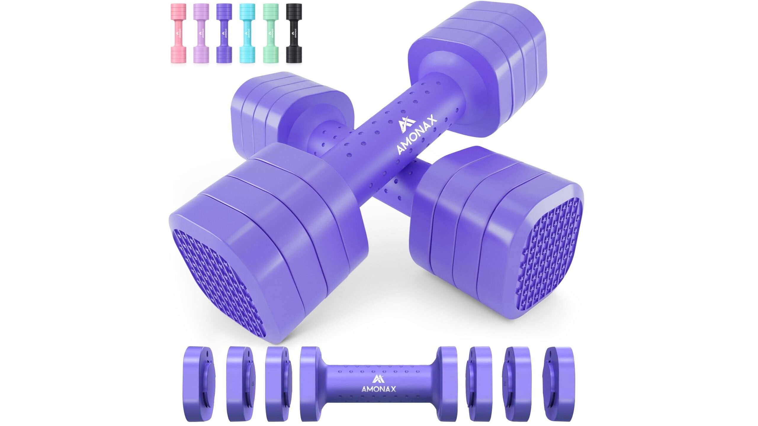 Amonax adjustable dumbbells for women, a space-saving 4-in-1 weight set for everyday home training