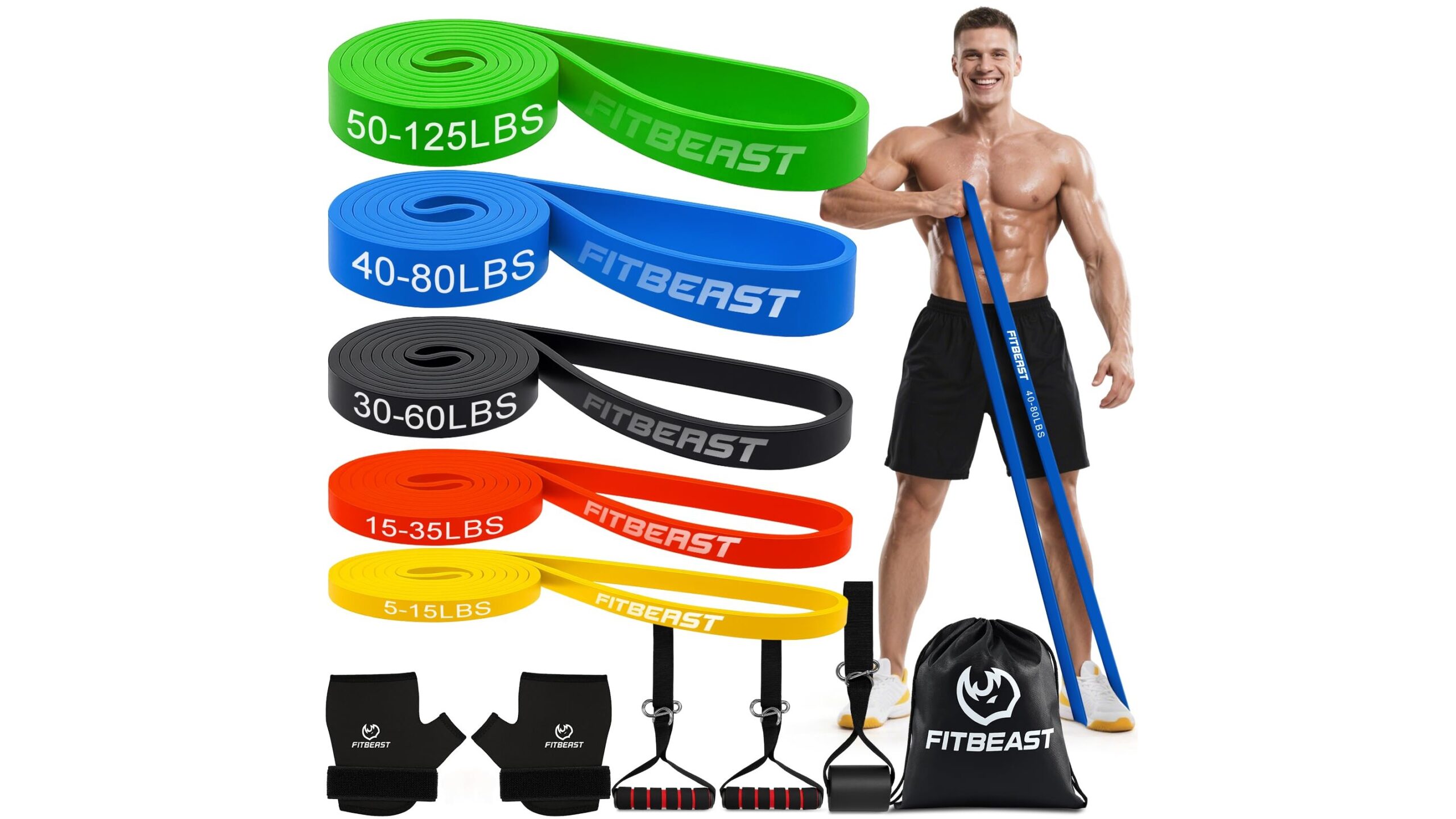 FitBeast resistance bands set per allenarsi a casa: tutto quello che offre questo kit completo