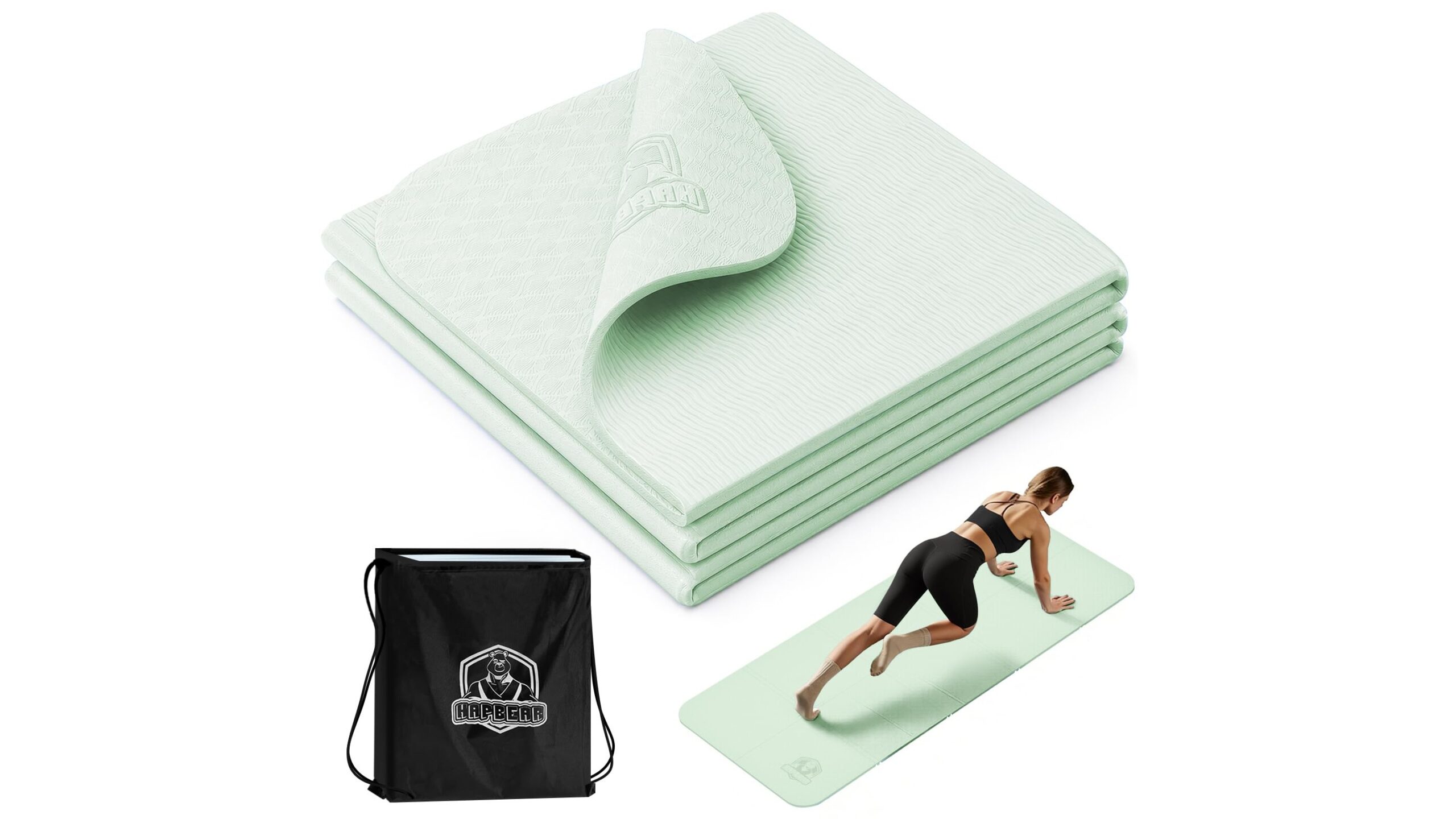 HAPBEAR foldable yoga mat, il tappetino pieghevole per chi si allena ovunque in casa
