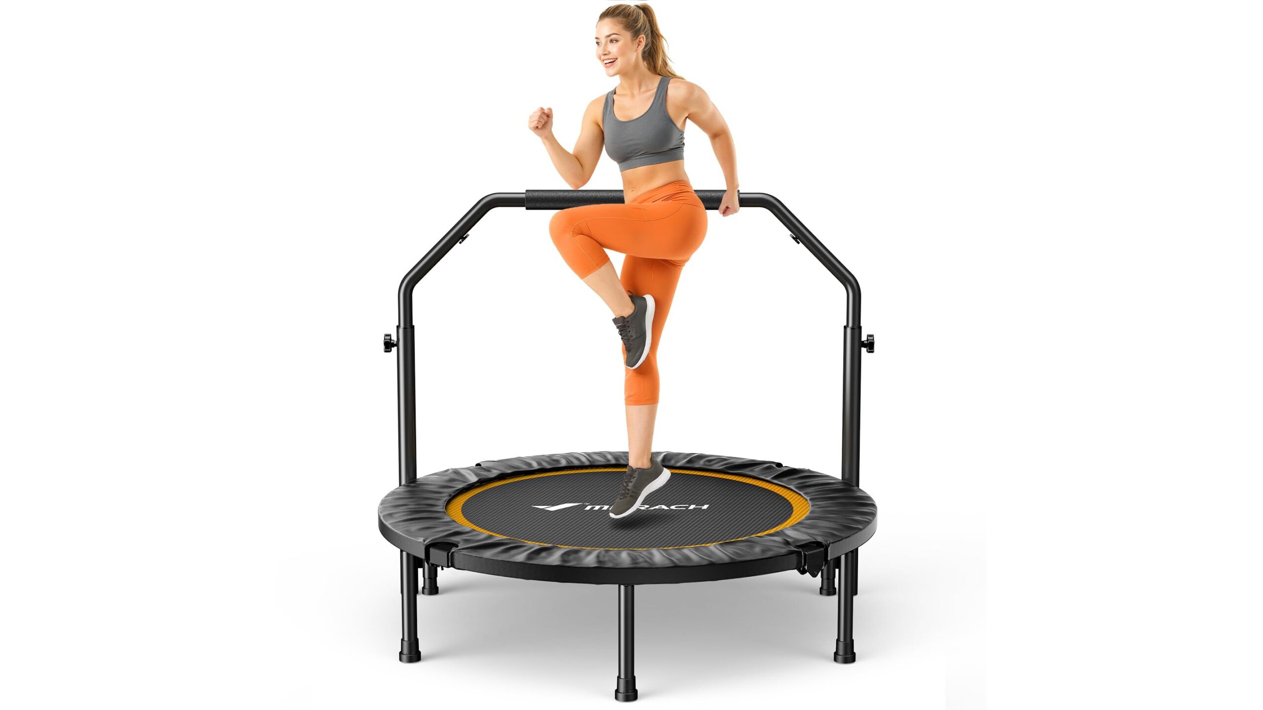 MERACH mini trampoline fitness, silent jumps to turn your living room into a cardio studio