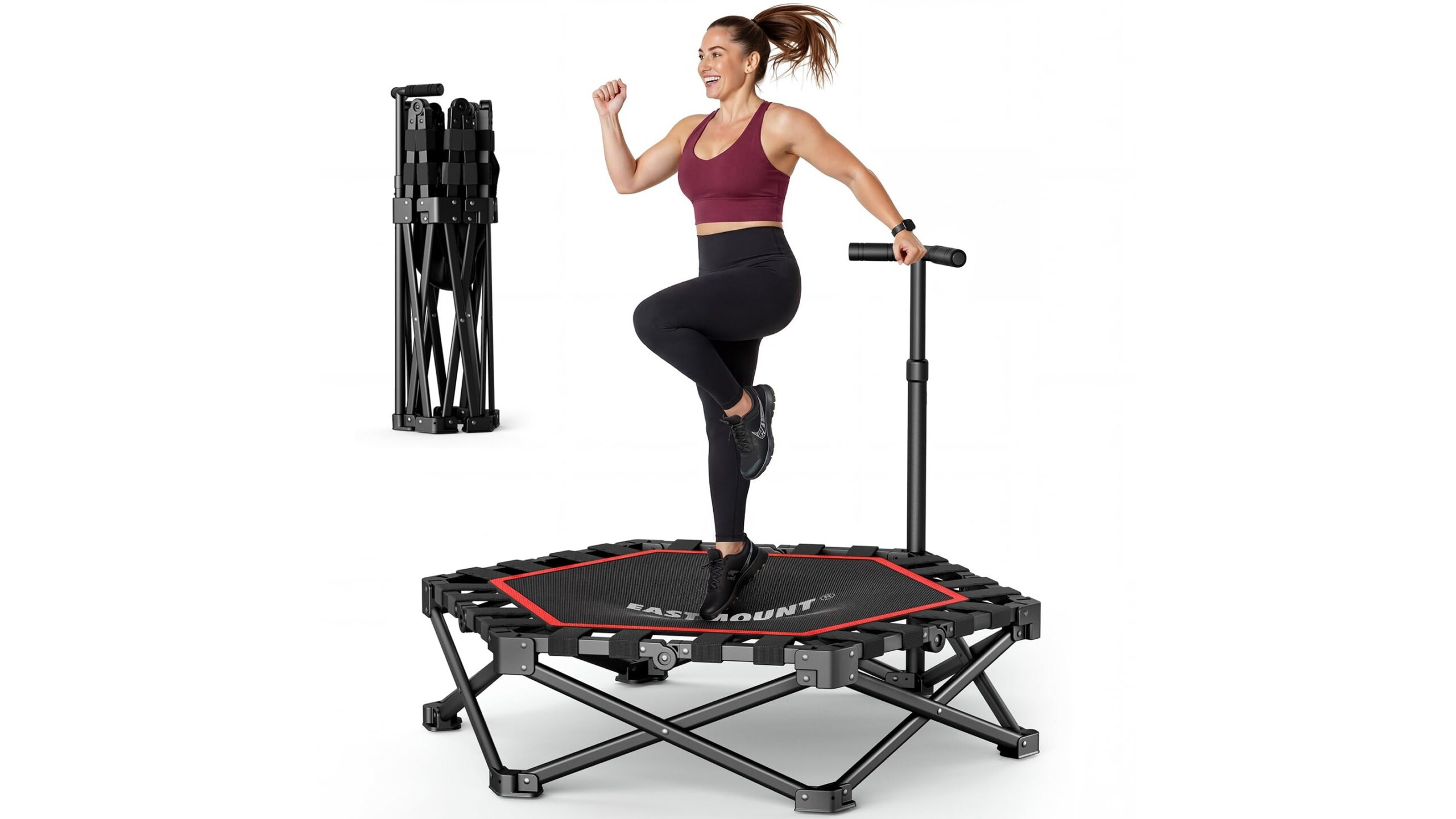 EAST MOUNT foldable mini trampoline, il rebounder compatto perfetto per il cardio in salotto