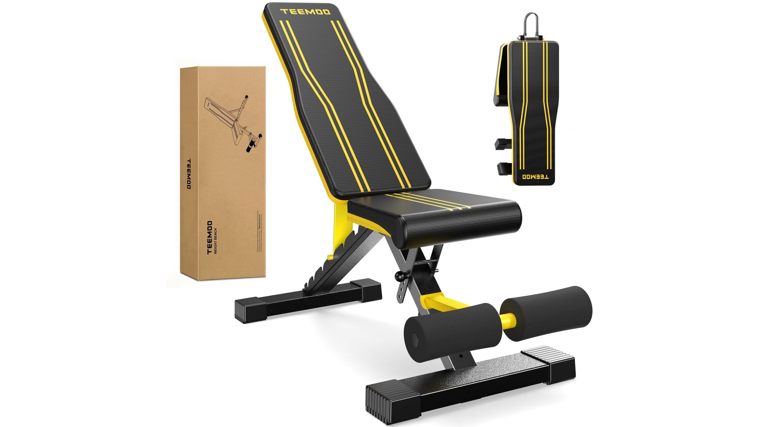 TEEMOO adjustable weight bench for home gym, versatile setup on Amazon for flat to incline work