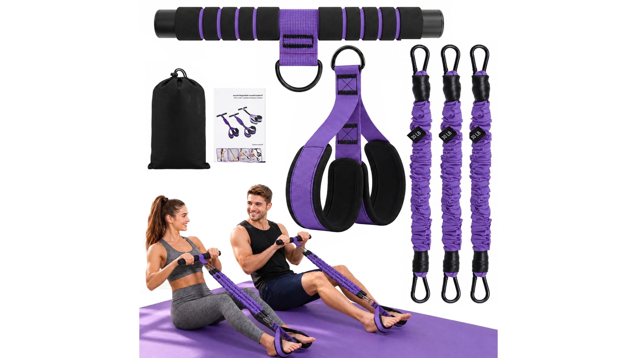 3-tube pedal resistance band for women, compact full body home trainer on Amazon