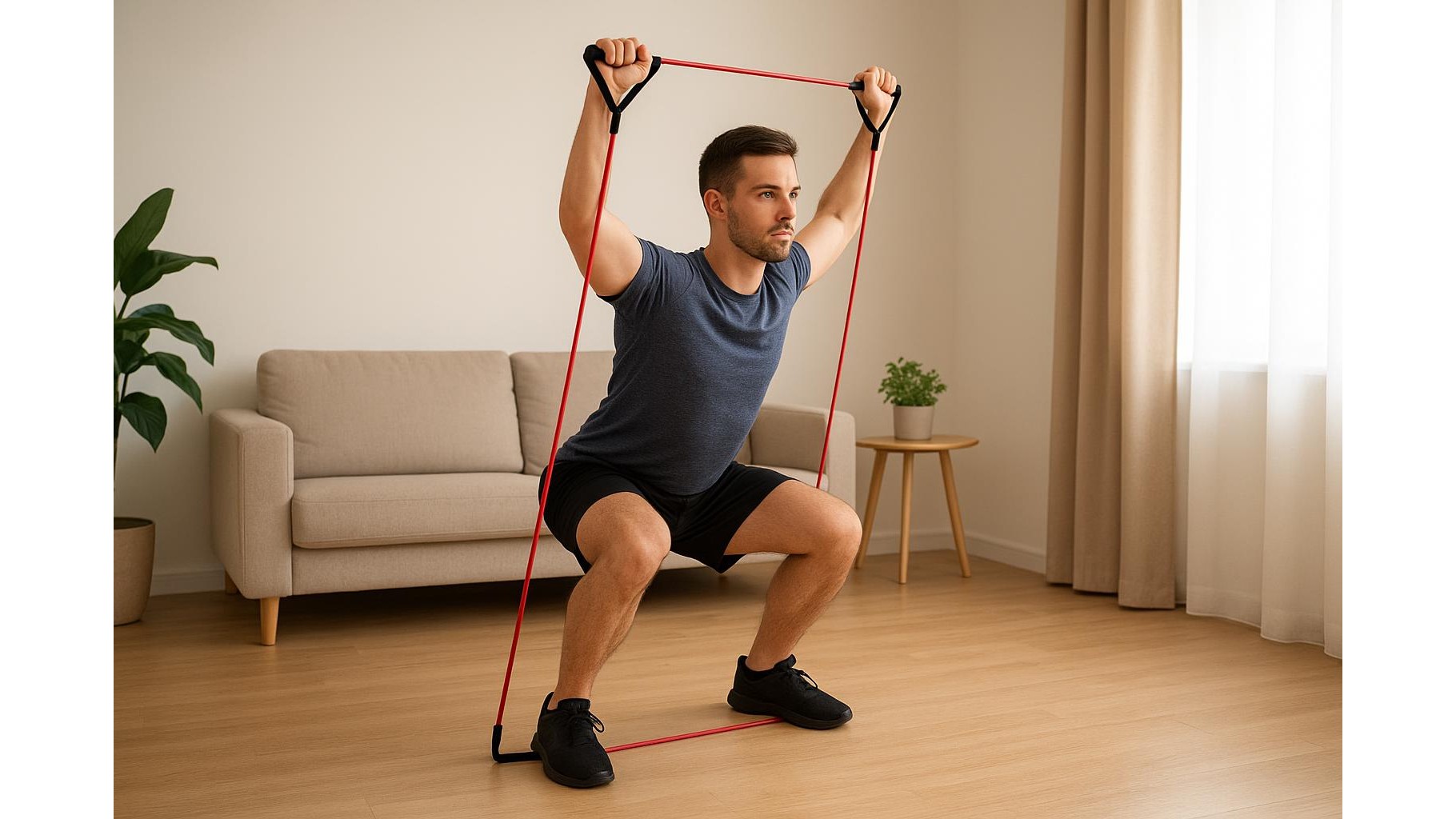 Full body strength workout at home with a single resistance tube: 30-minute scalable routine