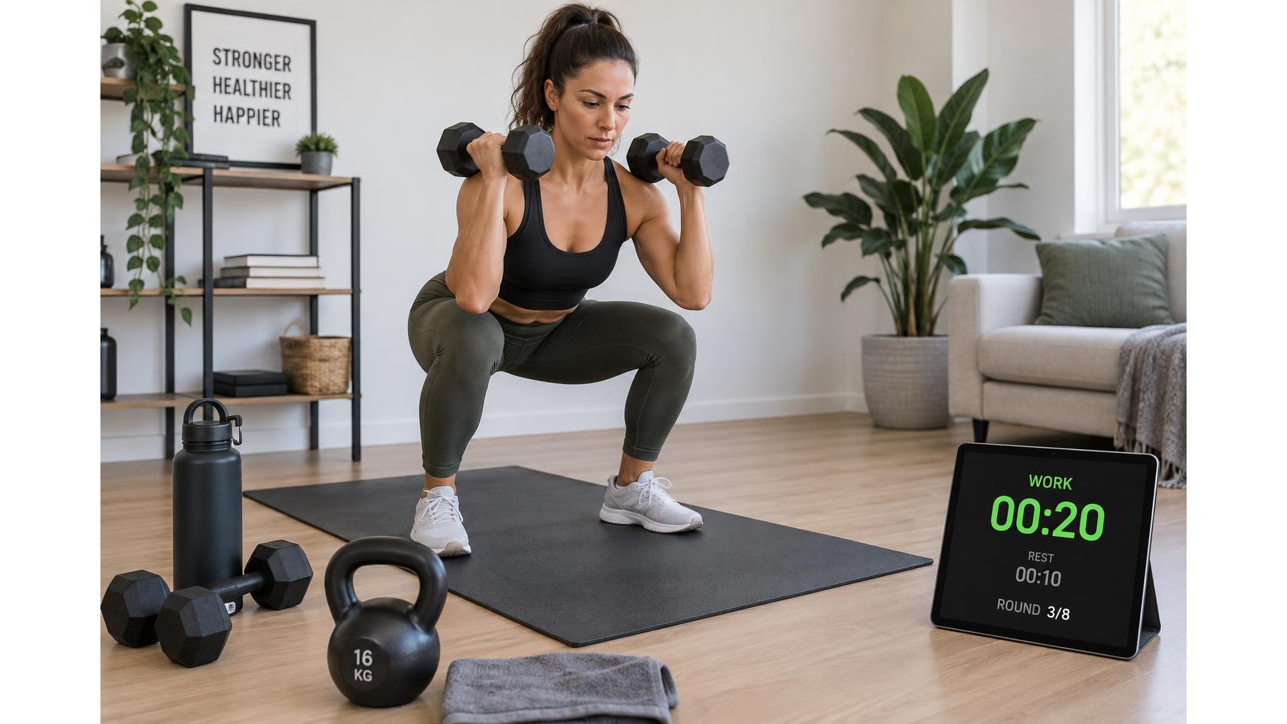 How to use a digital interval timer to structure home workouts
