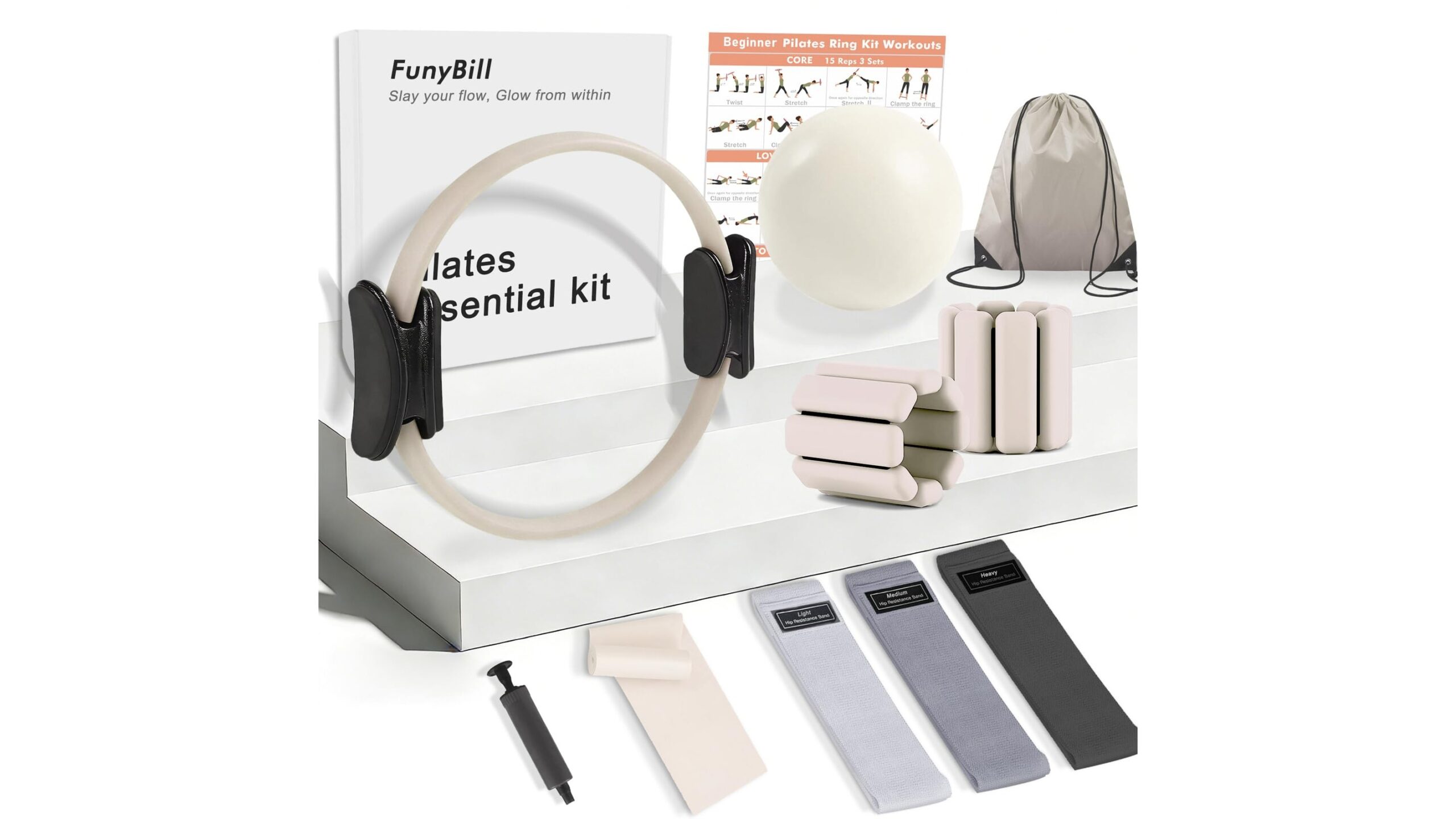 The FunyBill Pilates ring kit is a handy home workout bundle for beginners