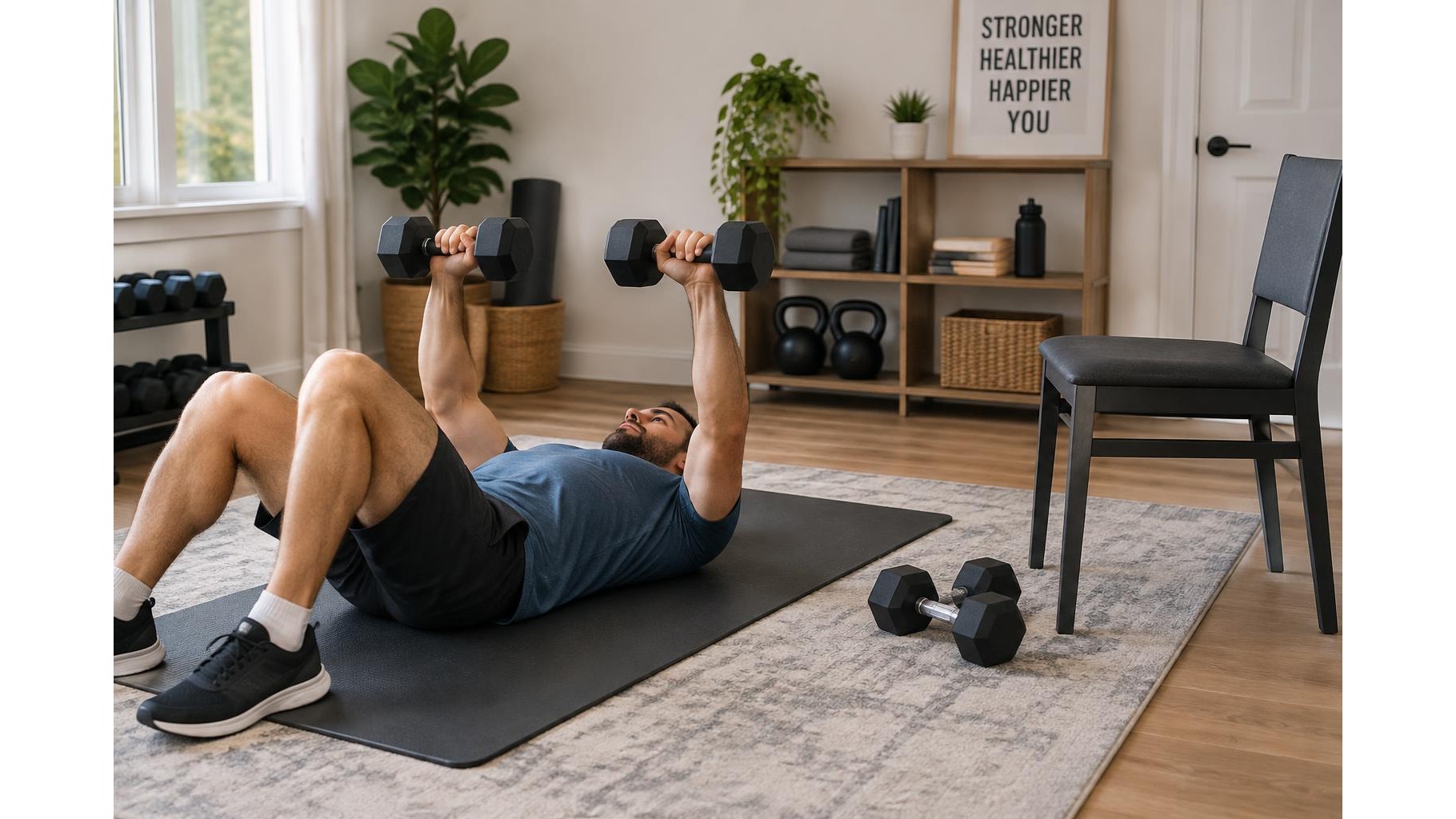 30-minute dumbbell workout for stronger chest and back at home