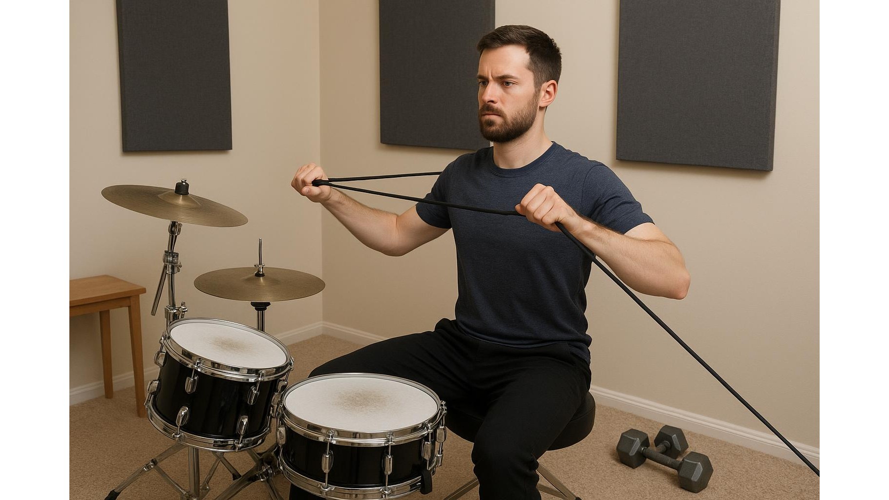 Home strength workout for drummers: 40-minute band and dumbbell routine to protect wrists and shoulders