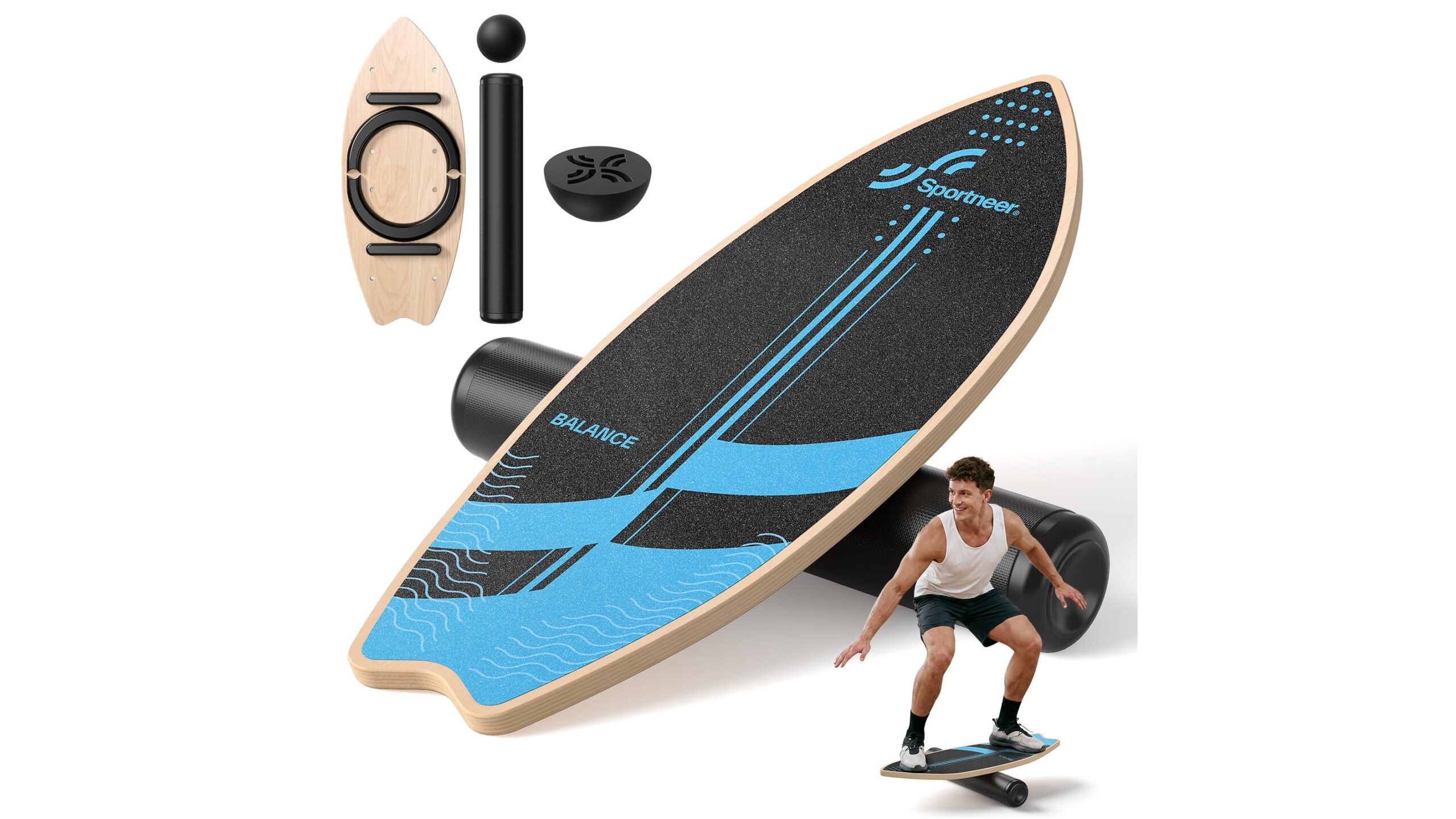 Sportneer surf balance board, il trainer 8-in-1 per core e stabilità perfetto da tenere in salotto