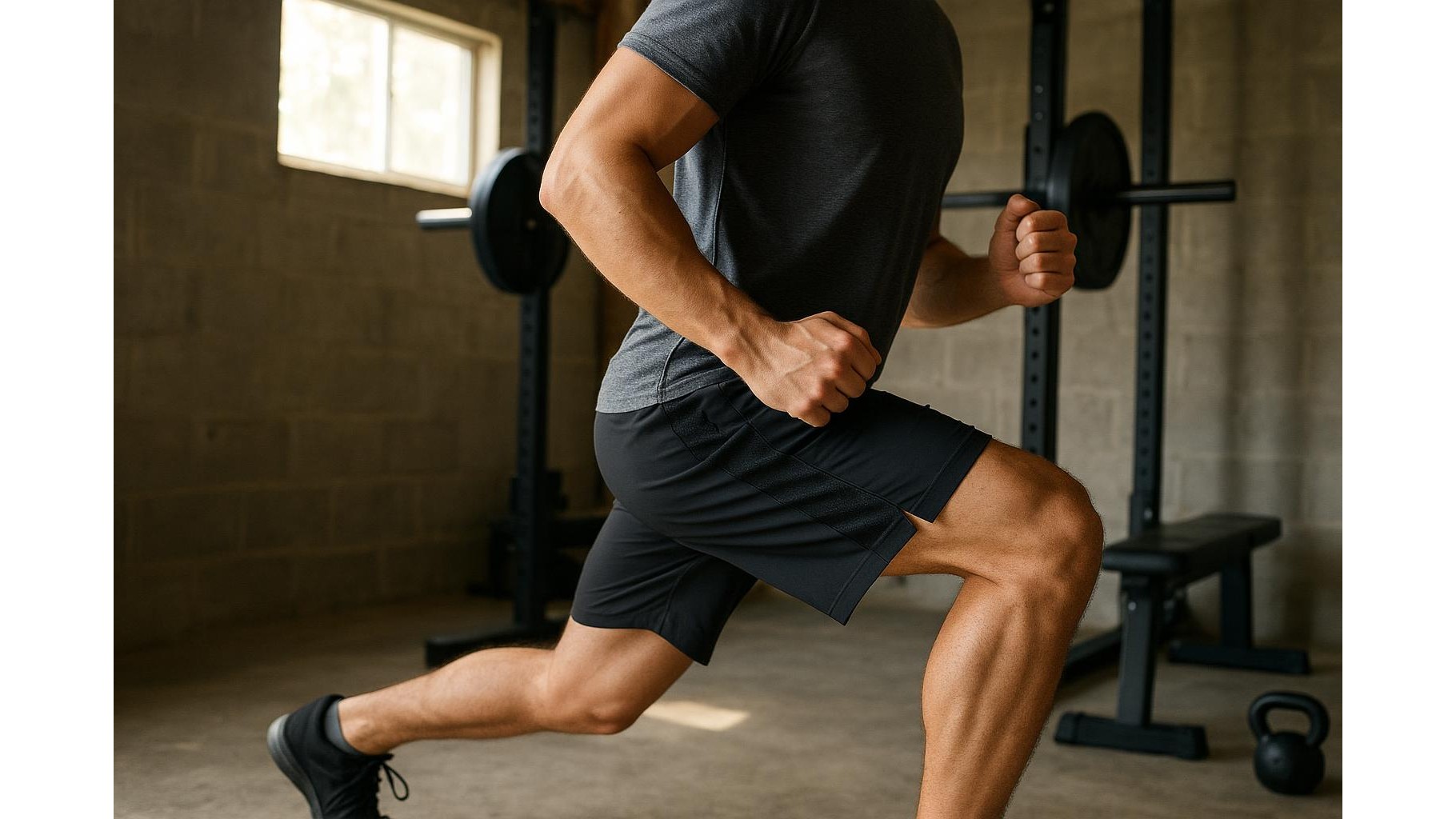 Mesh-panel training shorts for men who overheat in small home gyms